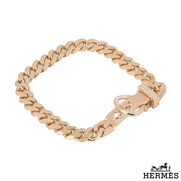Hermes Rose Gold Diamond Boucle Sellier Bracelet at 1stDibs | hermes boucle  sellier bracelet