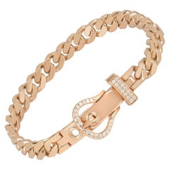 Hermes Rose Gold Diamond Boucle Sellier Bracelet