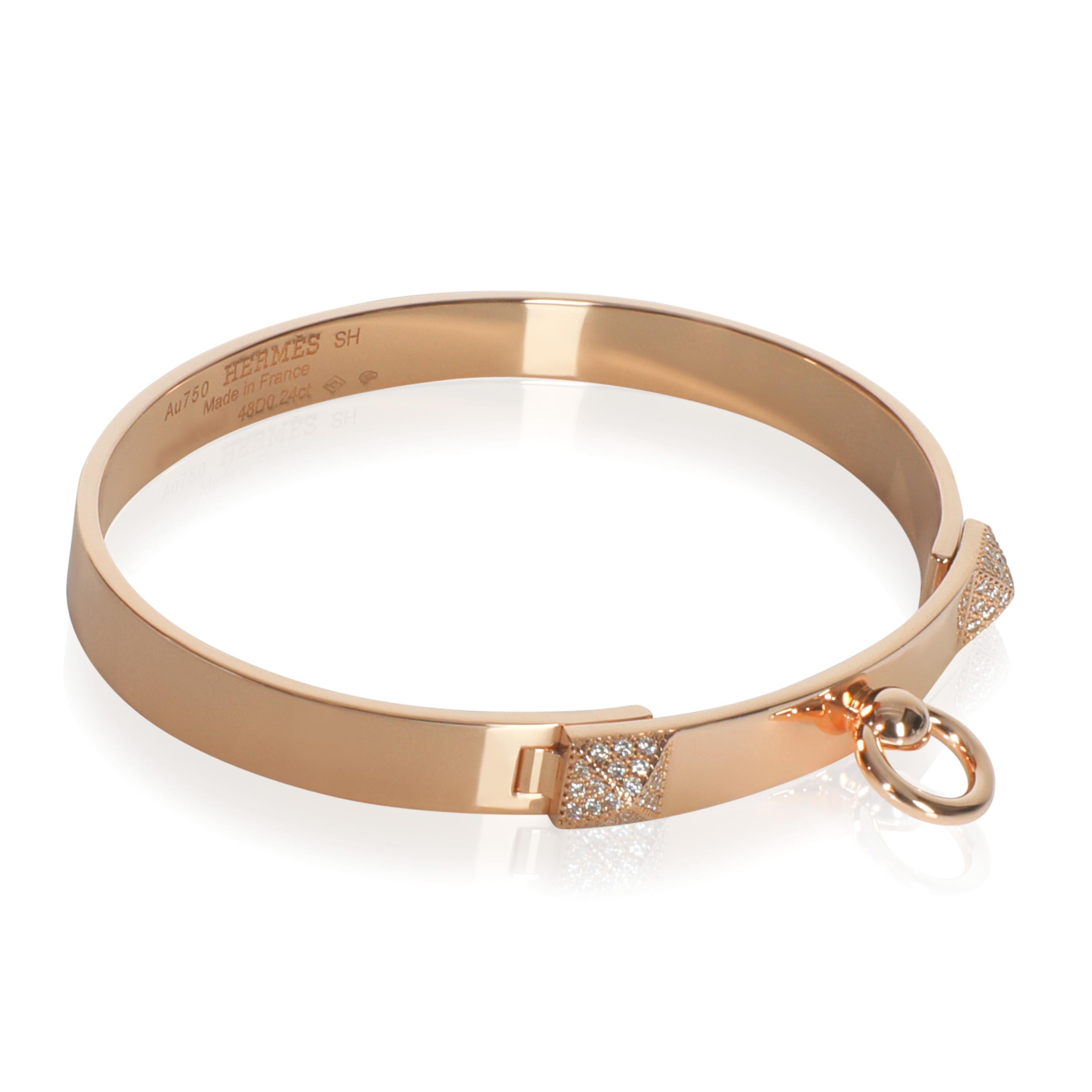 Hermès Rose Gold Diamond Collier de Chien Bracelet In condizioni ottime in vendita a New York, NY