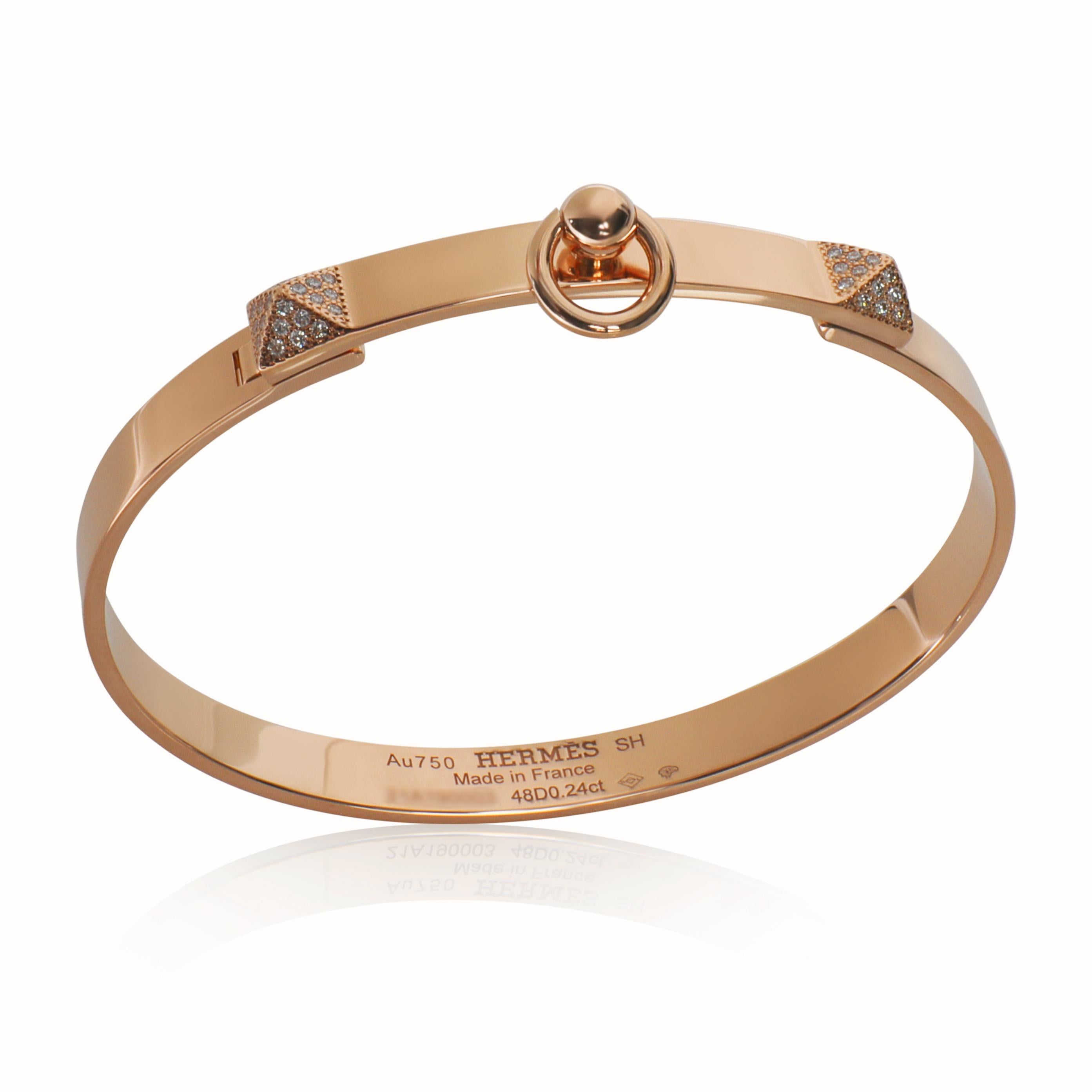 Hermès Rose Gold Diamond Collier de Chien Bracelet in vendita 1