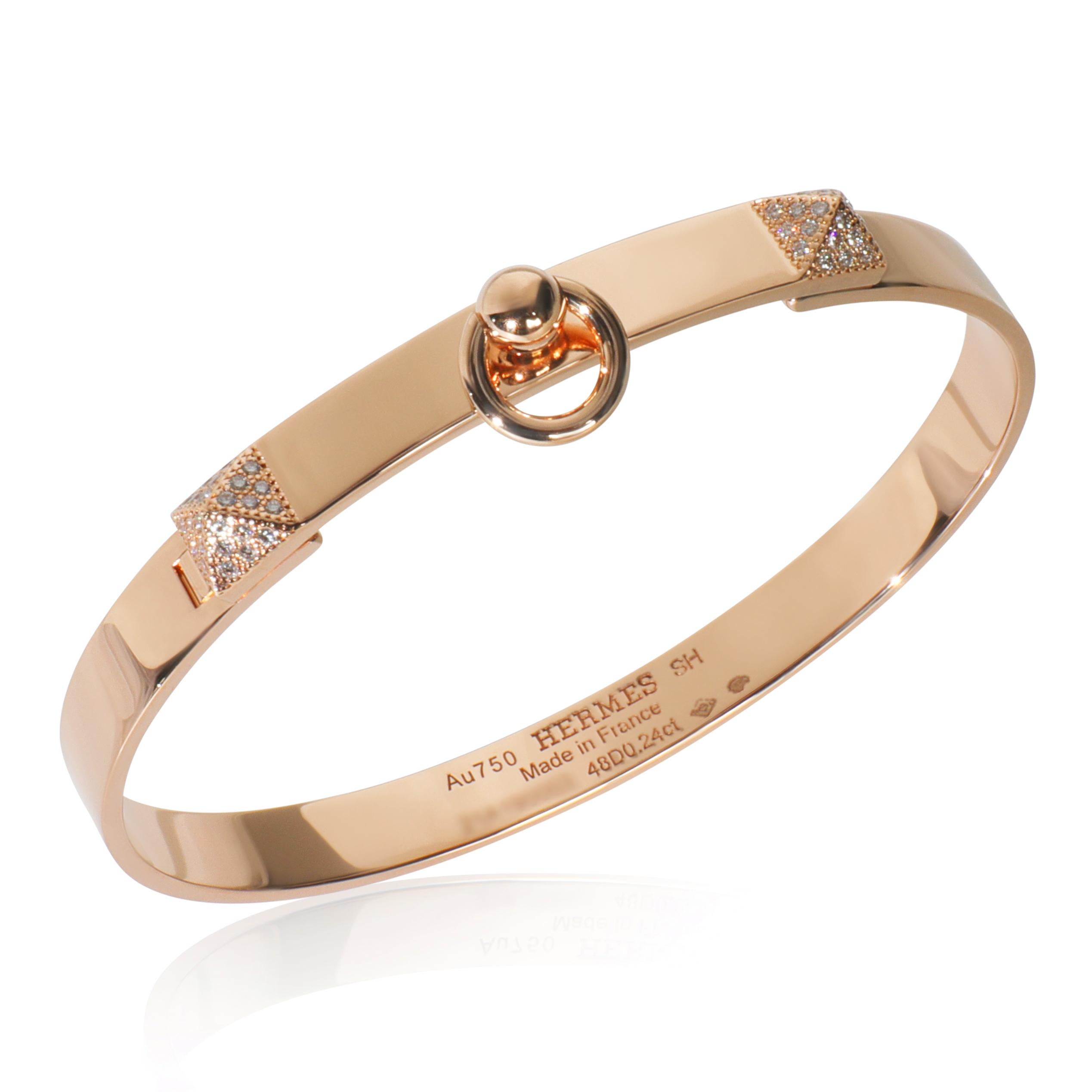Hermès Rose Gold Diamond Collier de Chien Bracelet in vendita 2