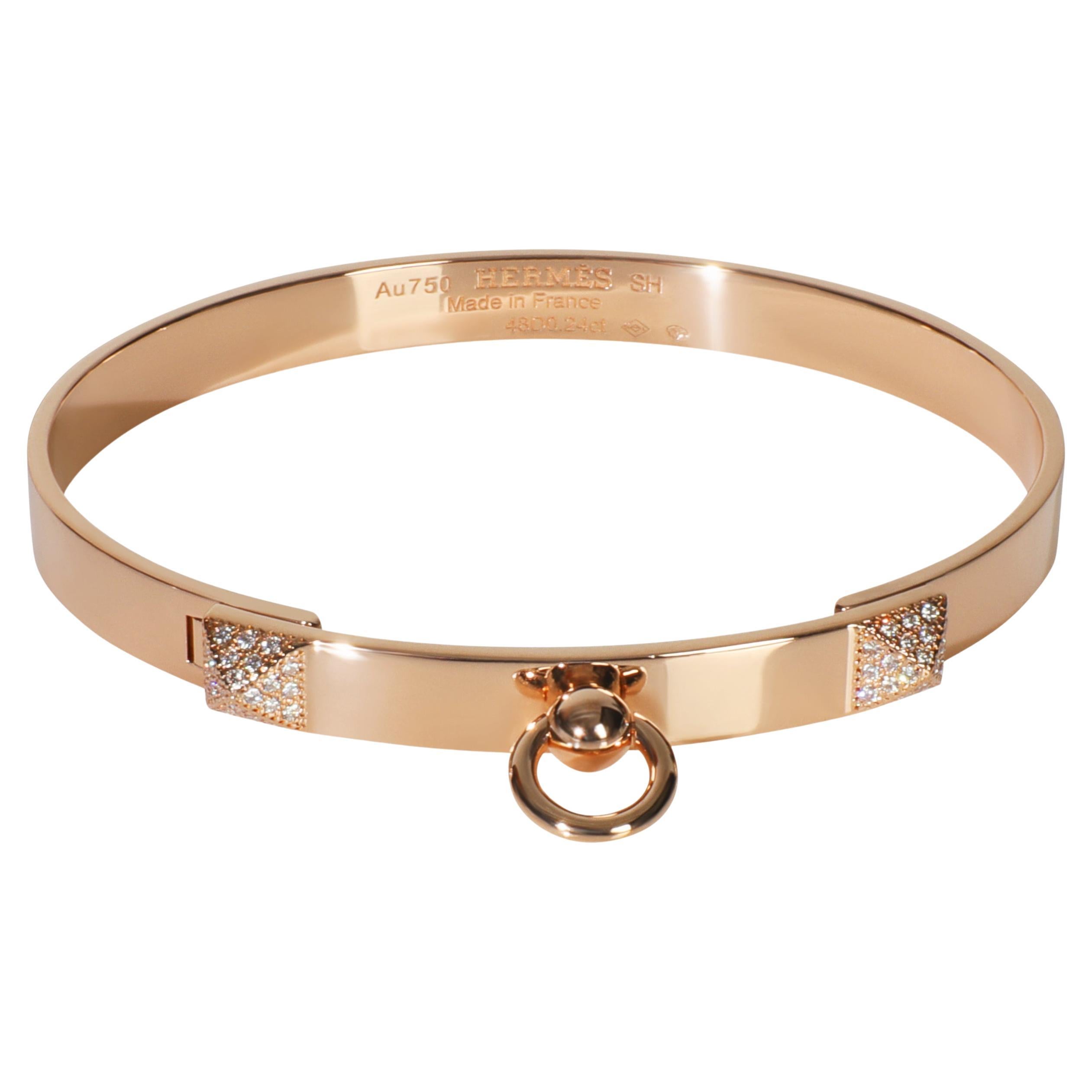 Hermès Rose Gold Diamond Collier de Chien Bracelet