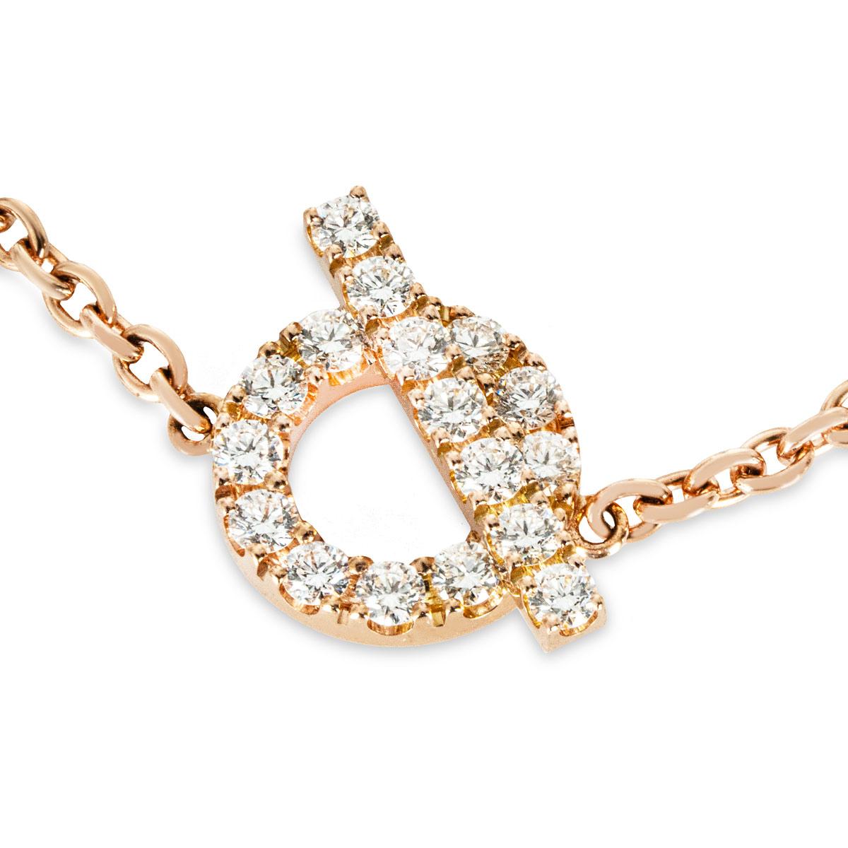 Taglio rotondo Hermés Bracciale Finesse con diamanti in oro rosa H219411B 00 in vendita