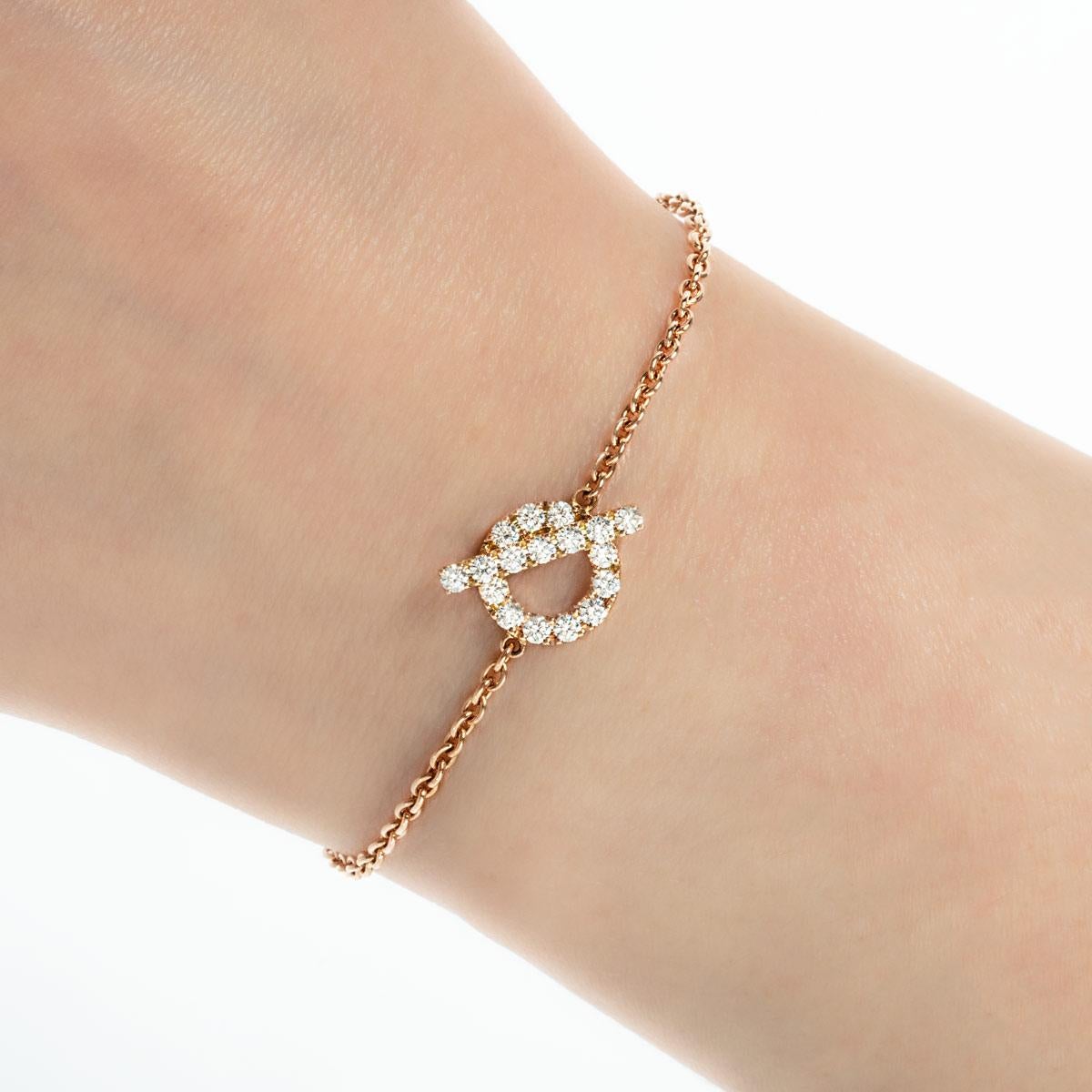 da uomo o donna Hermés Bracciale Finesse con diamanti in oro rosa H219411B 00 in vendita