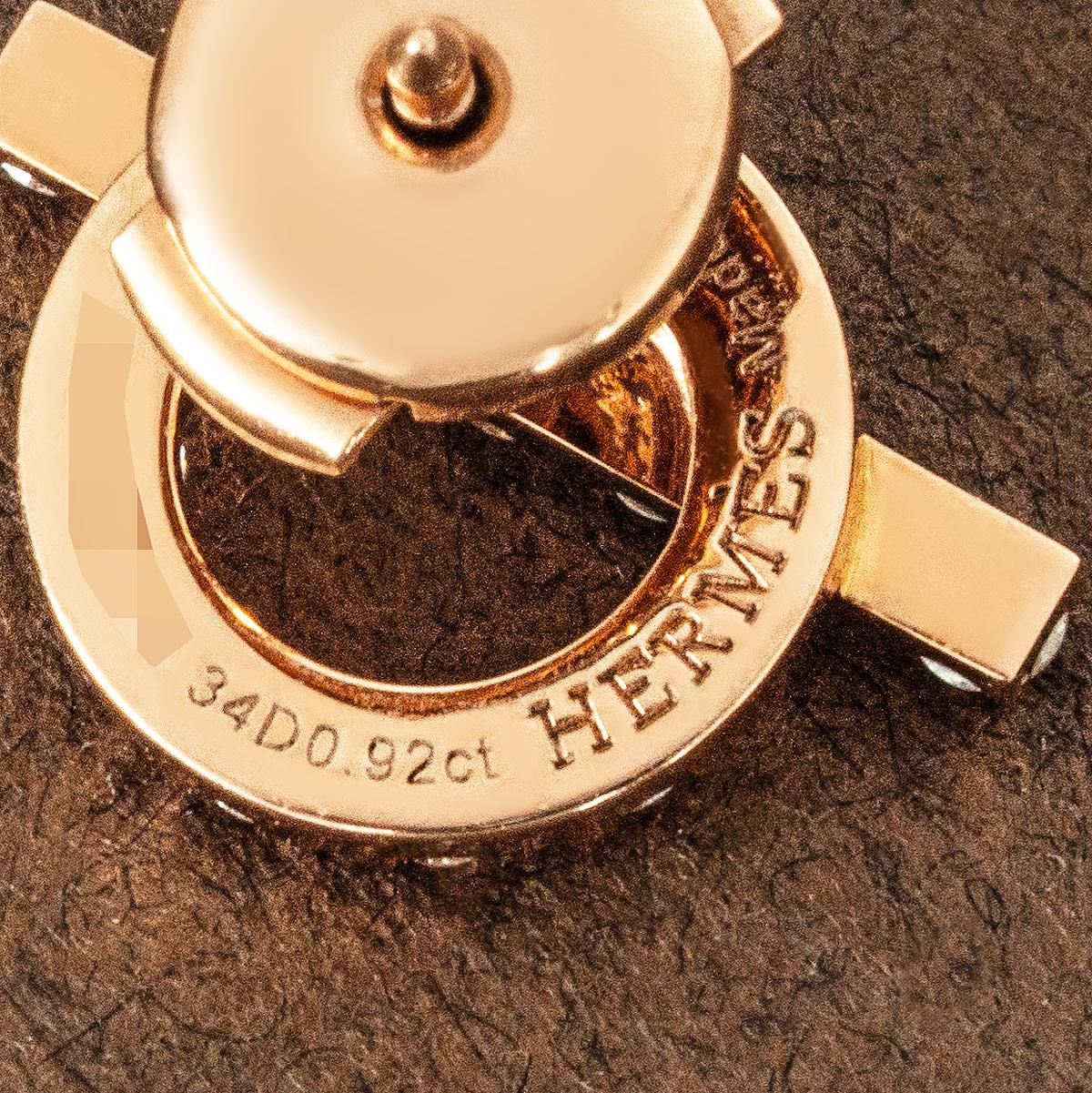 Hermés Rose Gold Diamond Finesse Earrings 0.92ct H219512B 00 For Sale 1