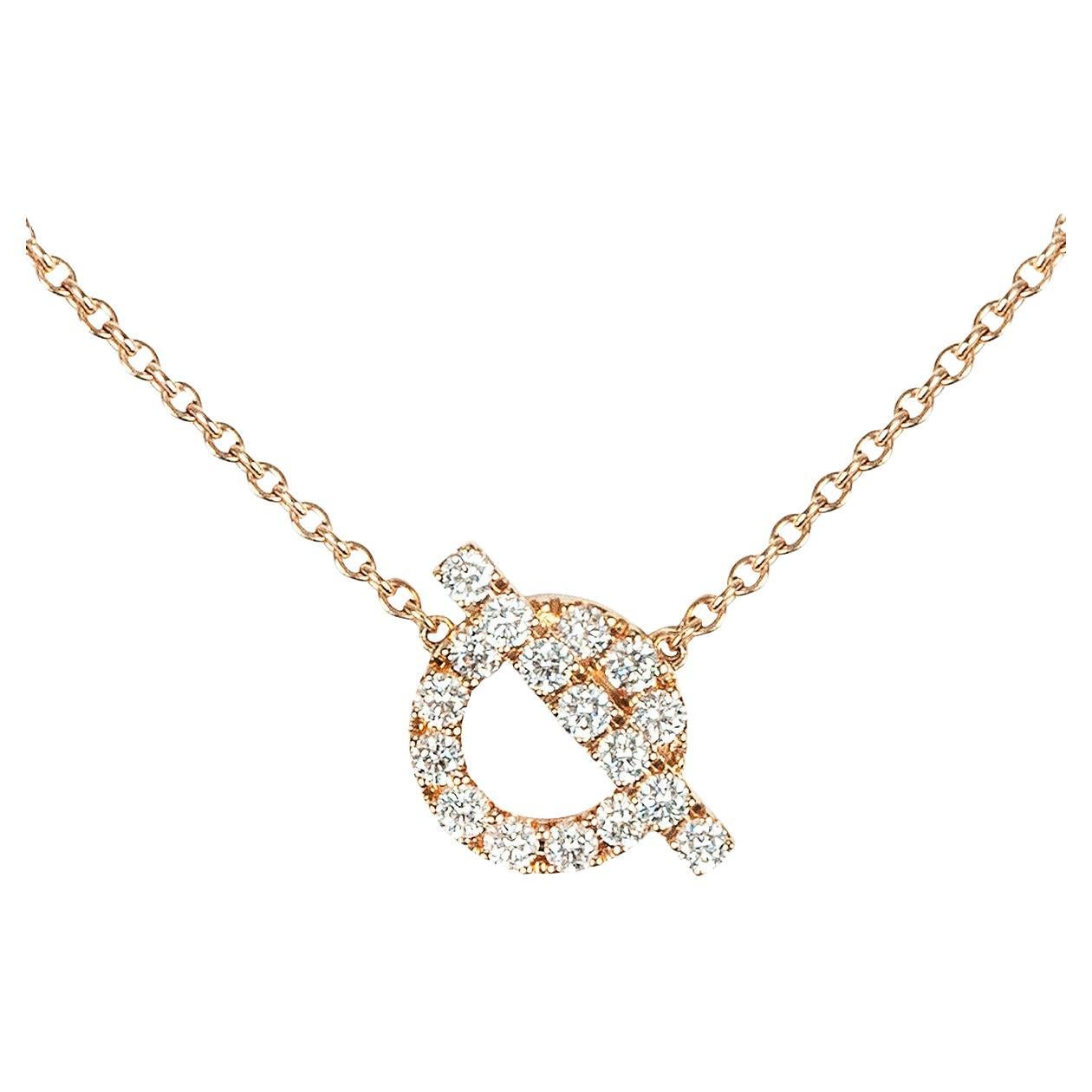 Hermés Rose Gold Diamond Finesse Necklace H219315B 00