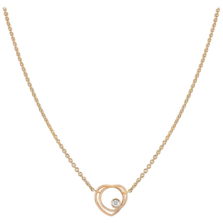 Hermès Rose Gold Diamond Vertige Coeur Necklace at 1stDibs | hermes