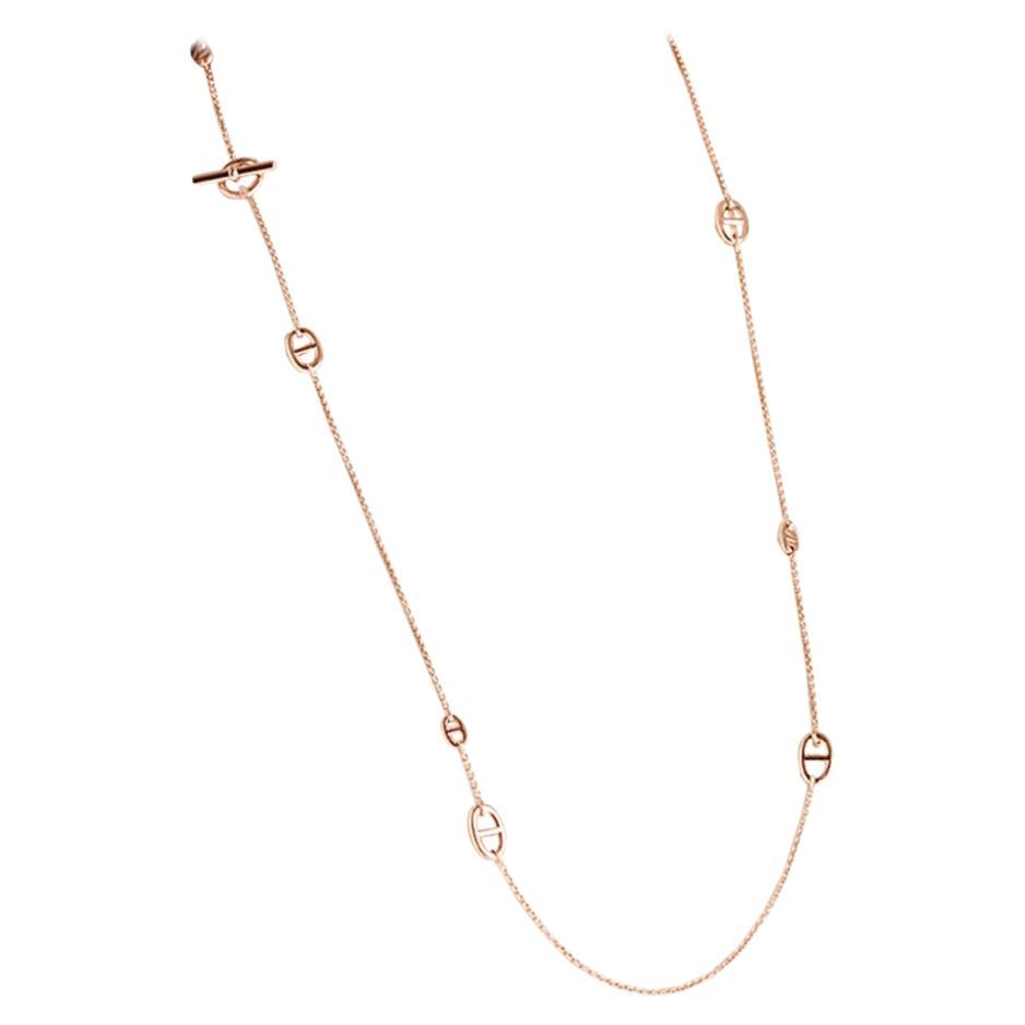 Hermes Rose Gold Farandole long necklace 80, small model For Sale