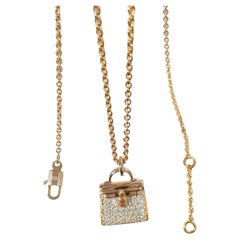 Hermès Rose Gold Full Pave Diamond Kelly Necklace