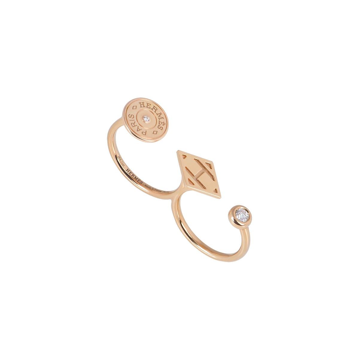 Hermès Rose Gold Gambade Double Ring