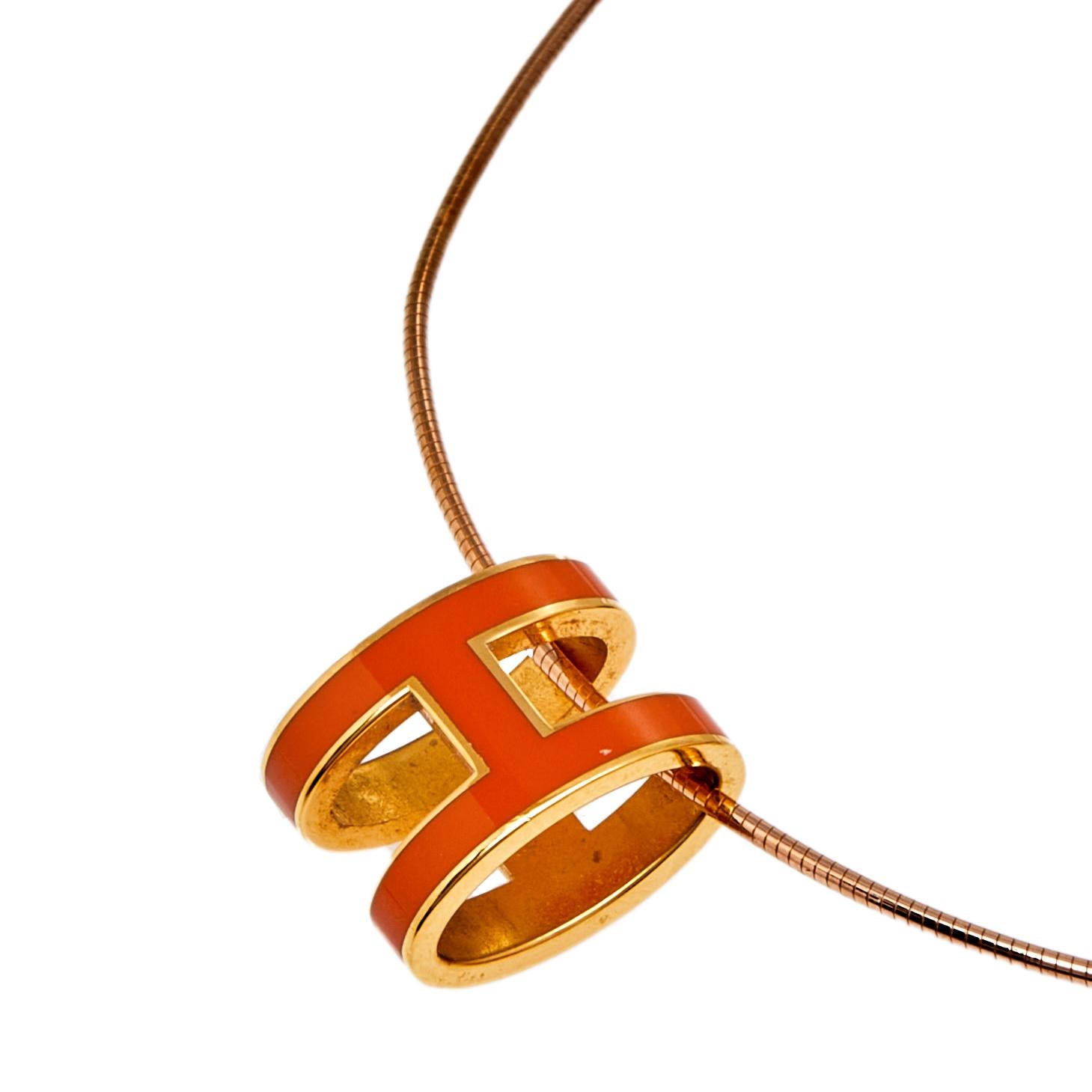 hermes pop h necklace orange
