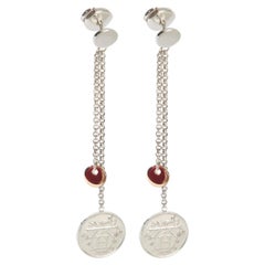 Hermès Rose Gold & Sterling Silver  Ex-Libris Drop Earrings