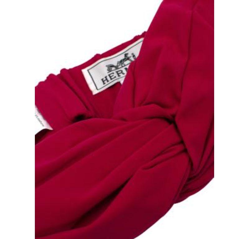 Hermes Rose Griotte dark pink jersey Eugenia headband For Sale 1