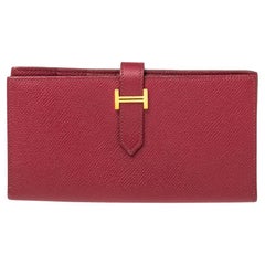 Hermés Rose Imperial Epsom Leather Bearn Gusset Wallet