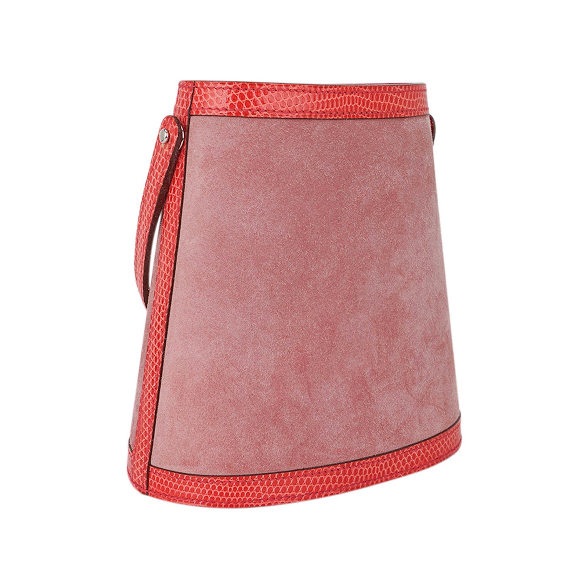 Hermes Rose Indien Doblis Rose Azalee Lizard Sterling Silver Lid Stromboli Bag Neuf - En vente à Miami, FL