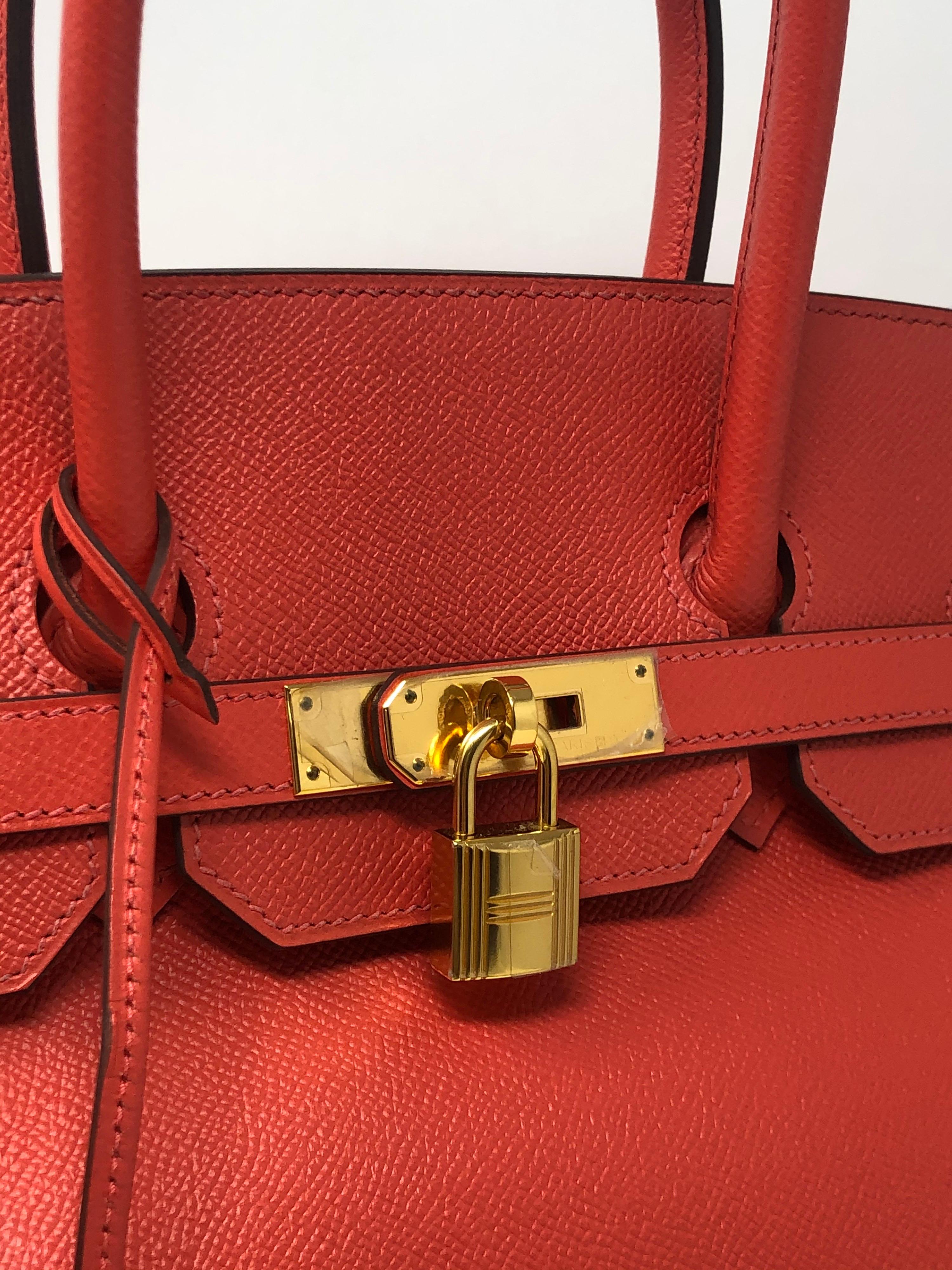 Red Hermes Rose Jaipur Birkin 35 Bag 