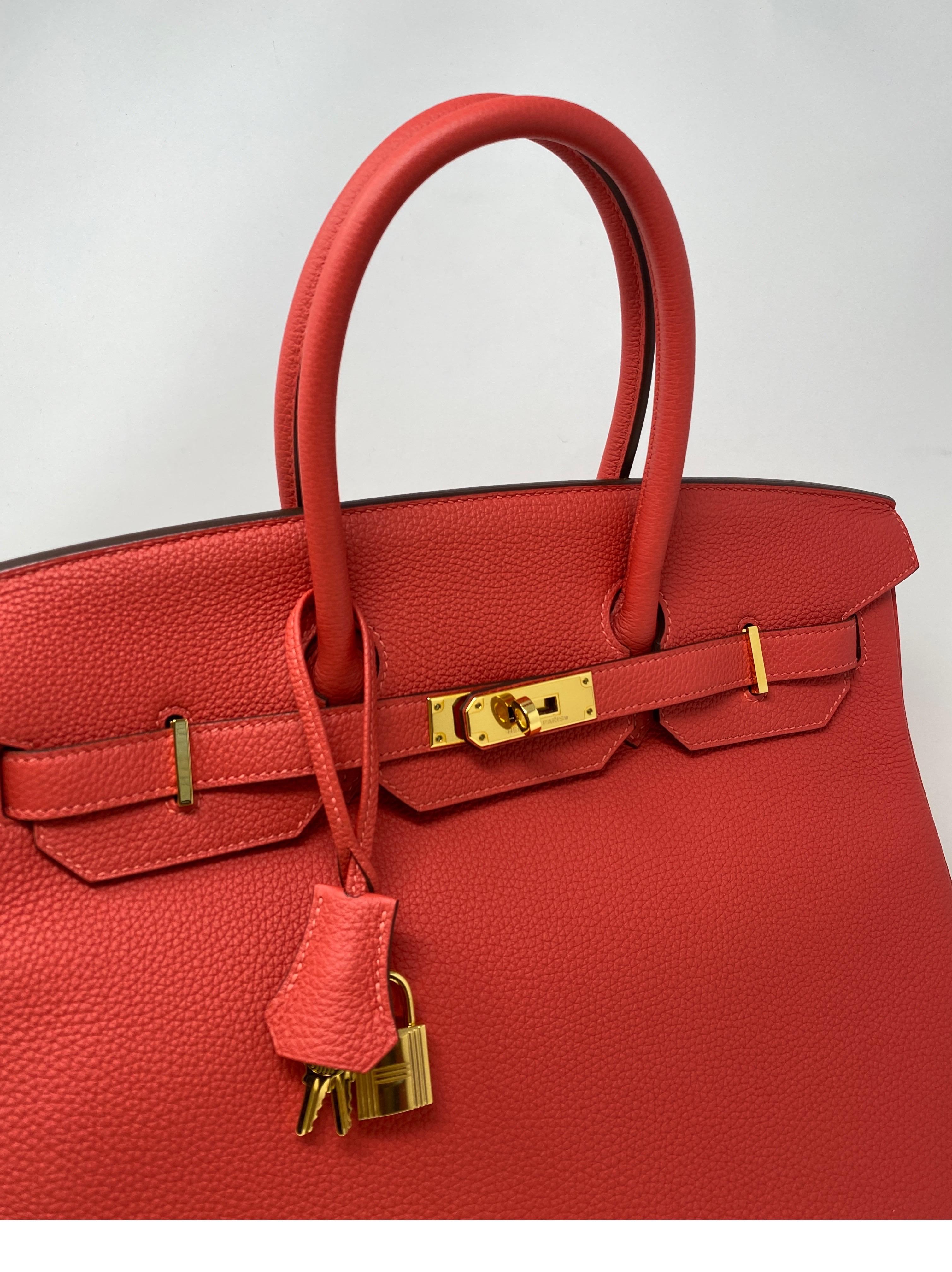 Red Hermes Rose Pivoine Birkin 35 Bag 