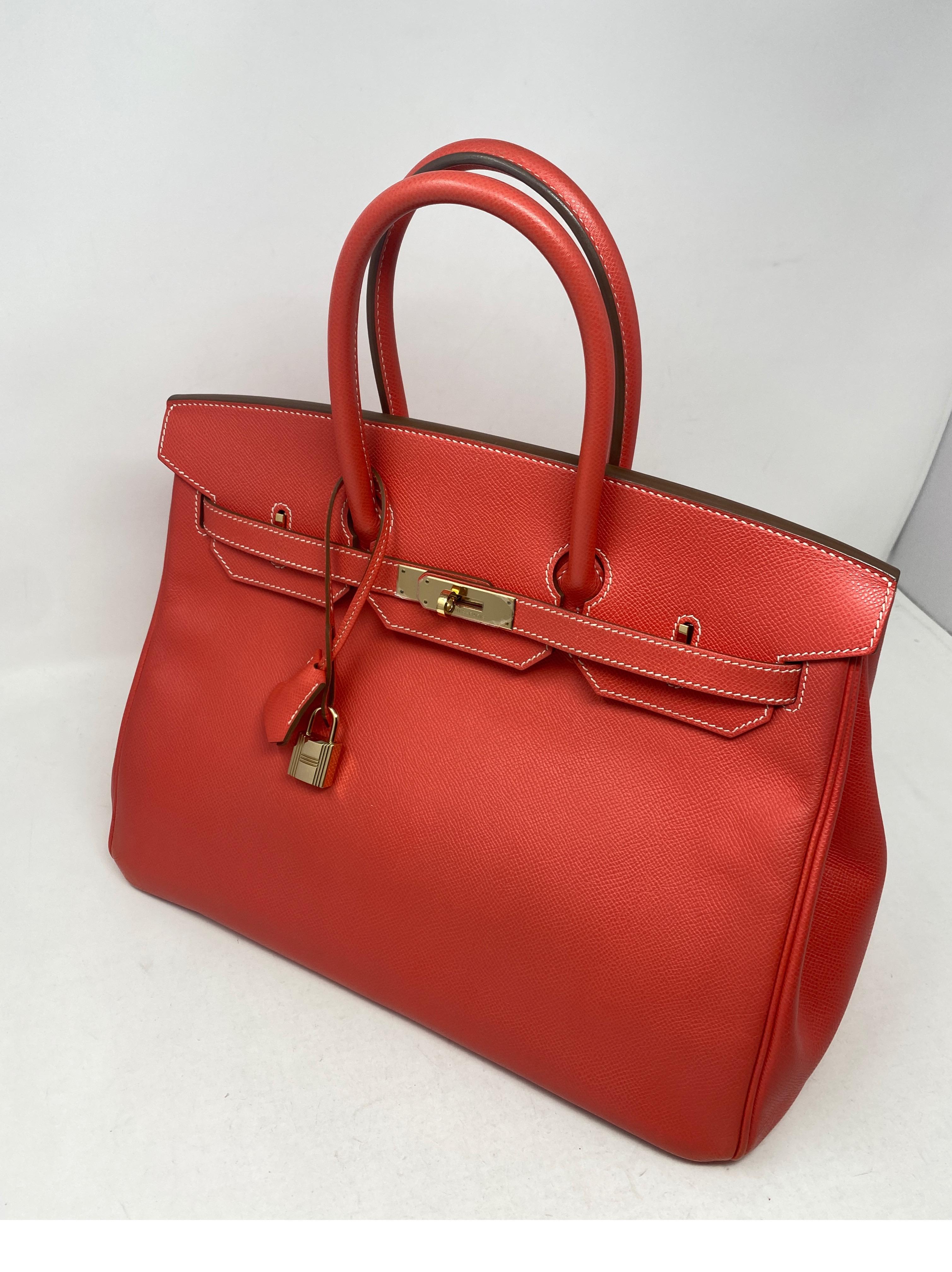 Red Hermes Rose Jaipur Candy Birkin 35 Bag