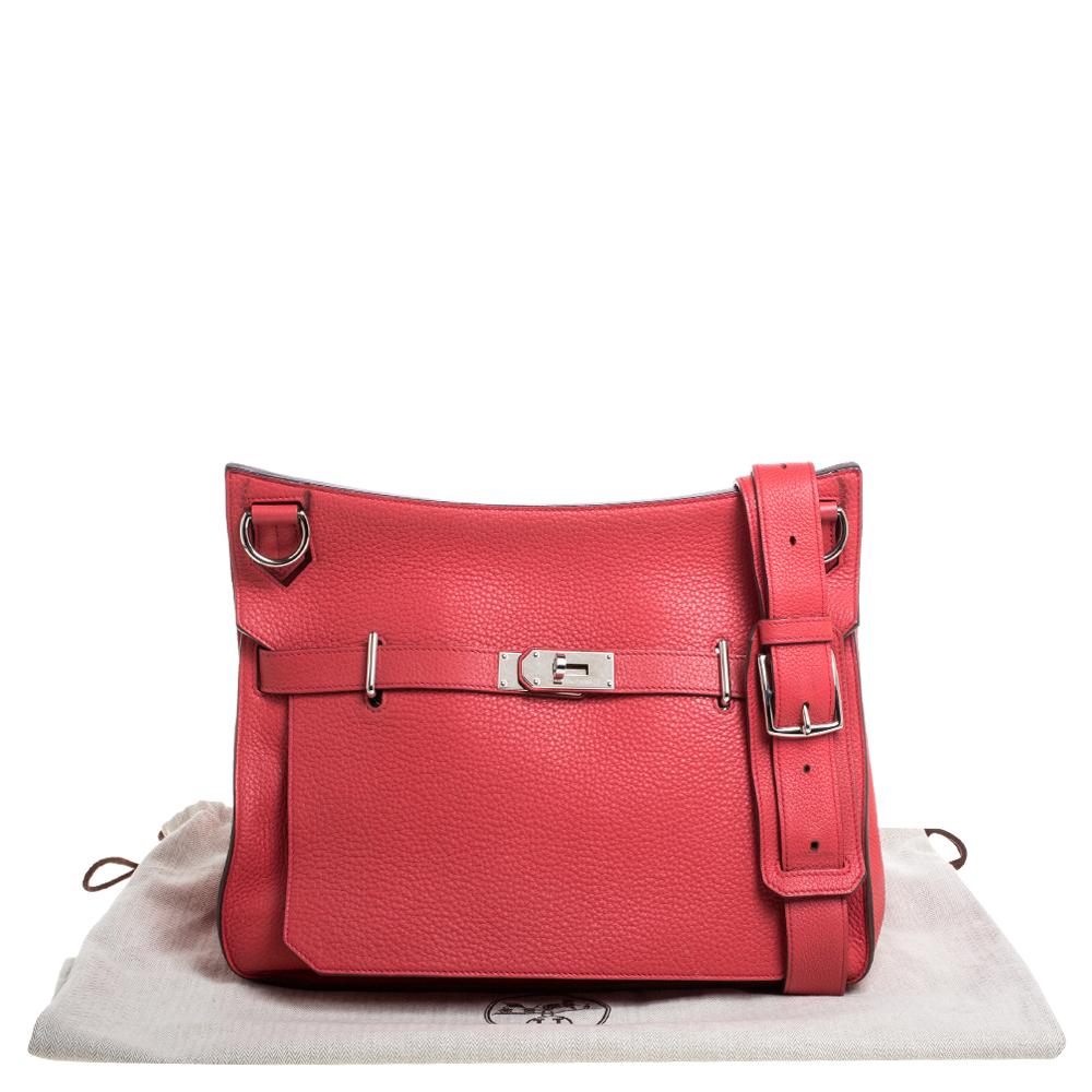 Hermes Rose Jaipur Clemence Leather Palladium Hardware Jypsiere 37 Bag 5