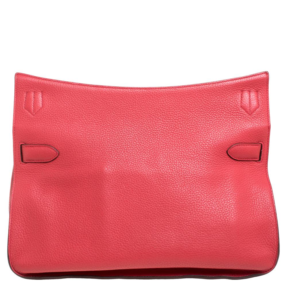 Red Hermes Rose Jaipur Clemence Leather Palladium Hardware Jypsiere 37 Bag