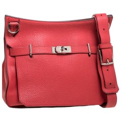 Hermes Rose Jaipur Clemence Leather Palladium Hardware Jypsiere 37 Bag