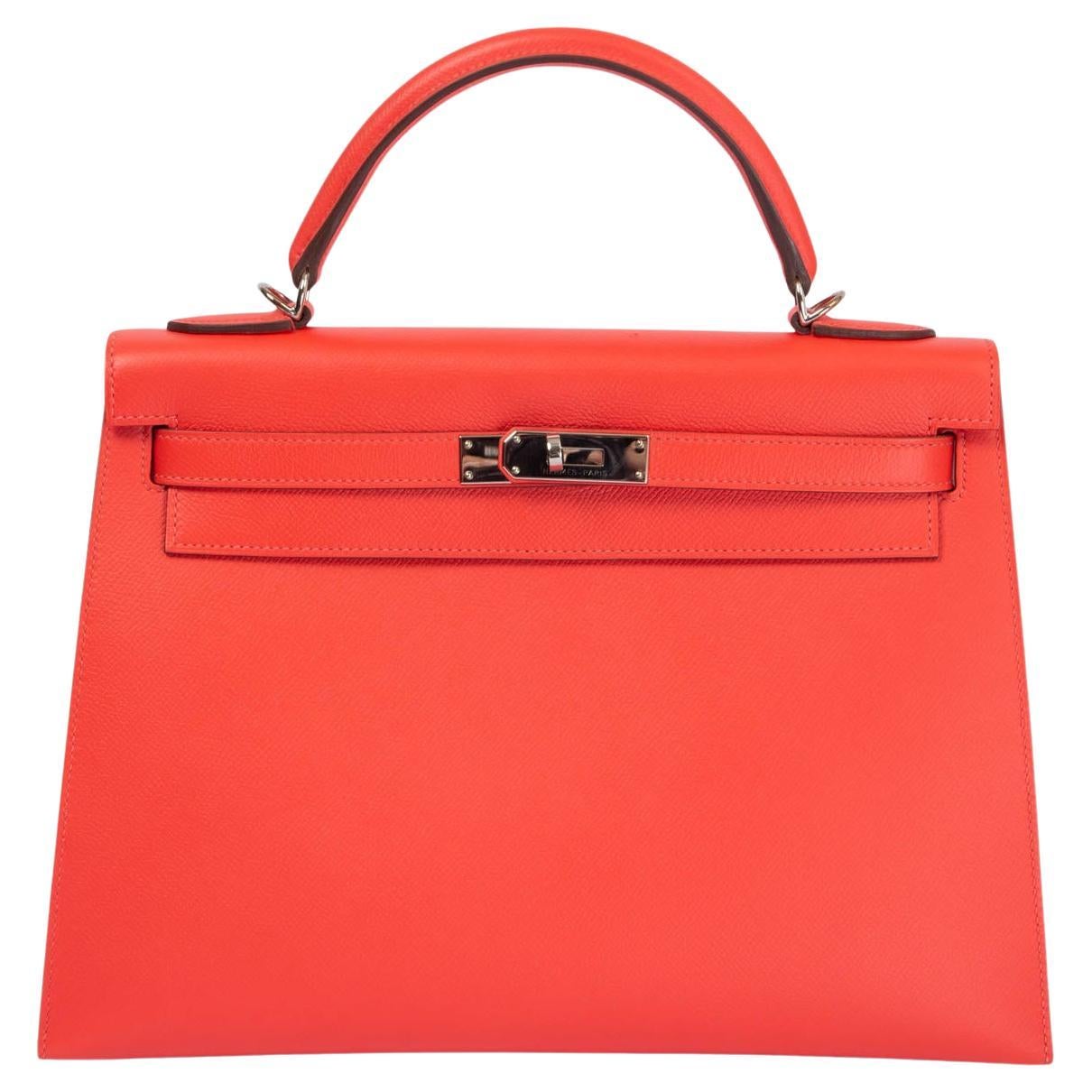 HERMES Rose Jaipur Epsom leather KELLY 32 SELLIER Bag w Palladium For Sale