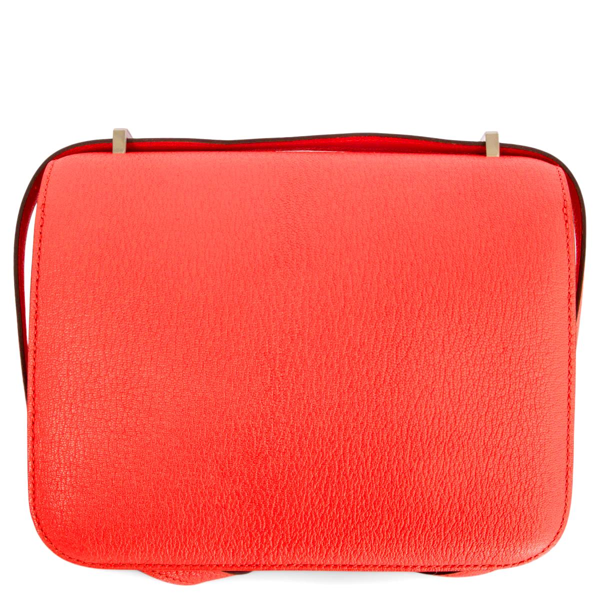Red HERMES Rose Jaipur Mysore leather CONSTANCE 18 MINI Bag w Palladium For Sale