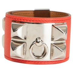 HERMES Rose Epsom COLLIER DE CHIEN Manschettenarmband S