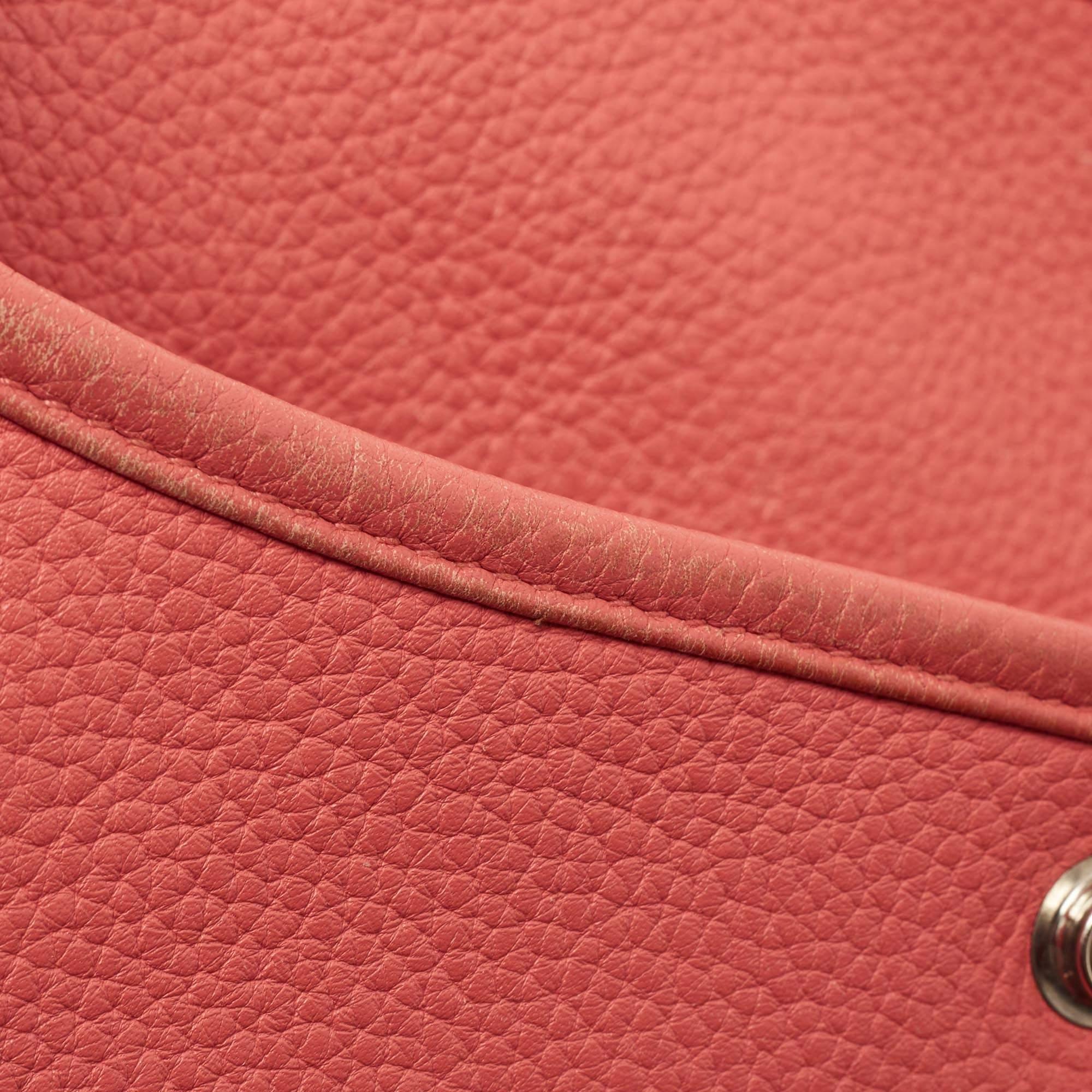 Hermès Rose Jaipur Taurillion Clemence Leather Evelyne III GM Bag 8