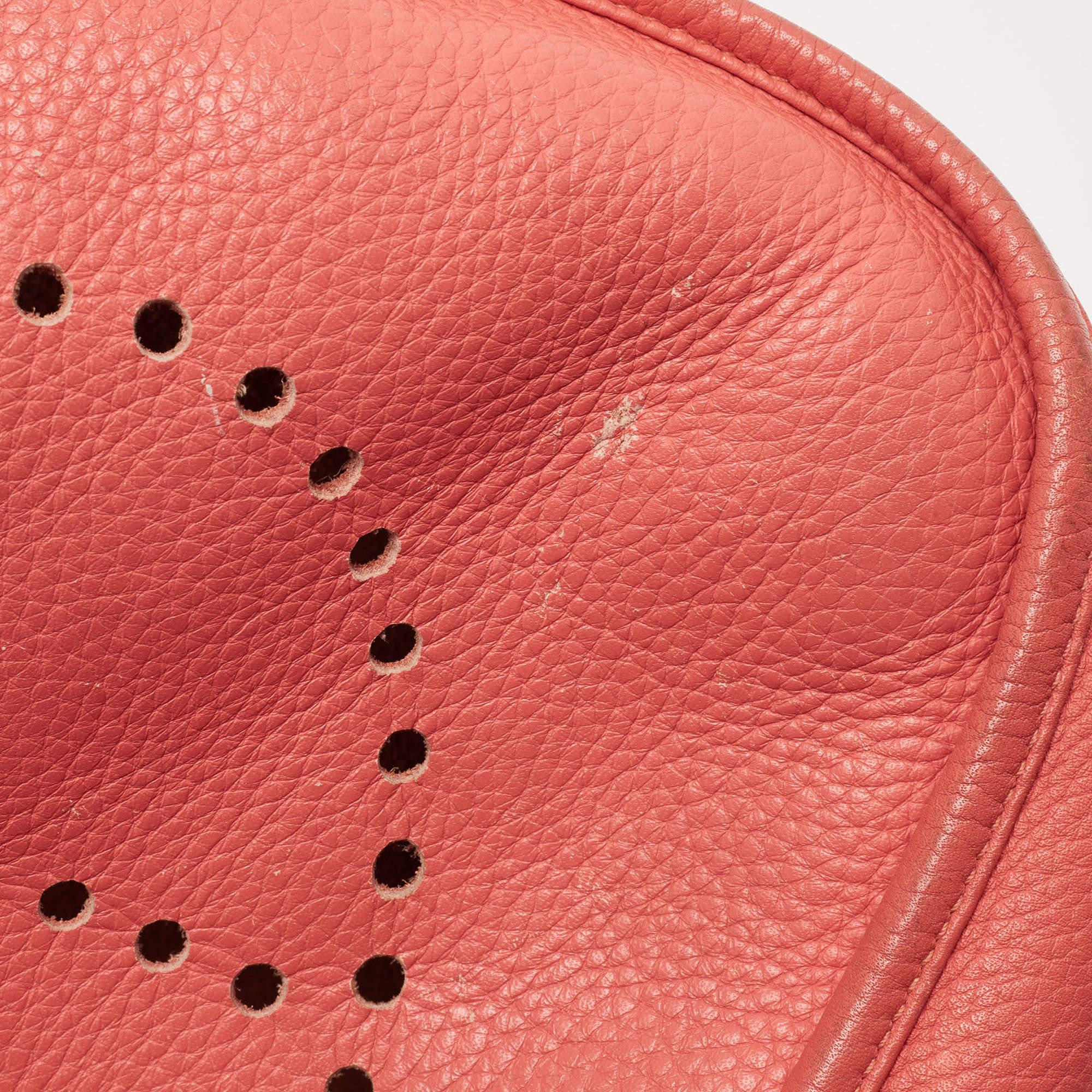 Hermès Rose Jaipur Taurillion Clemence Leather Evelyne III GM Bag 9