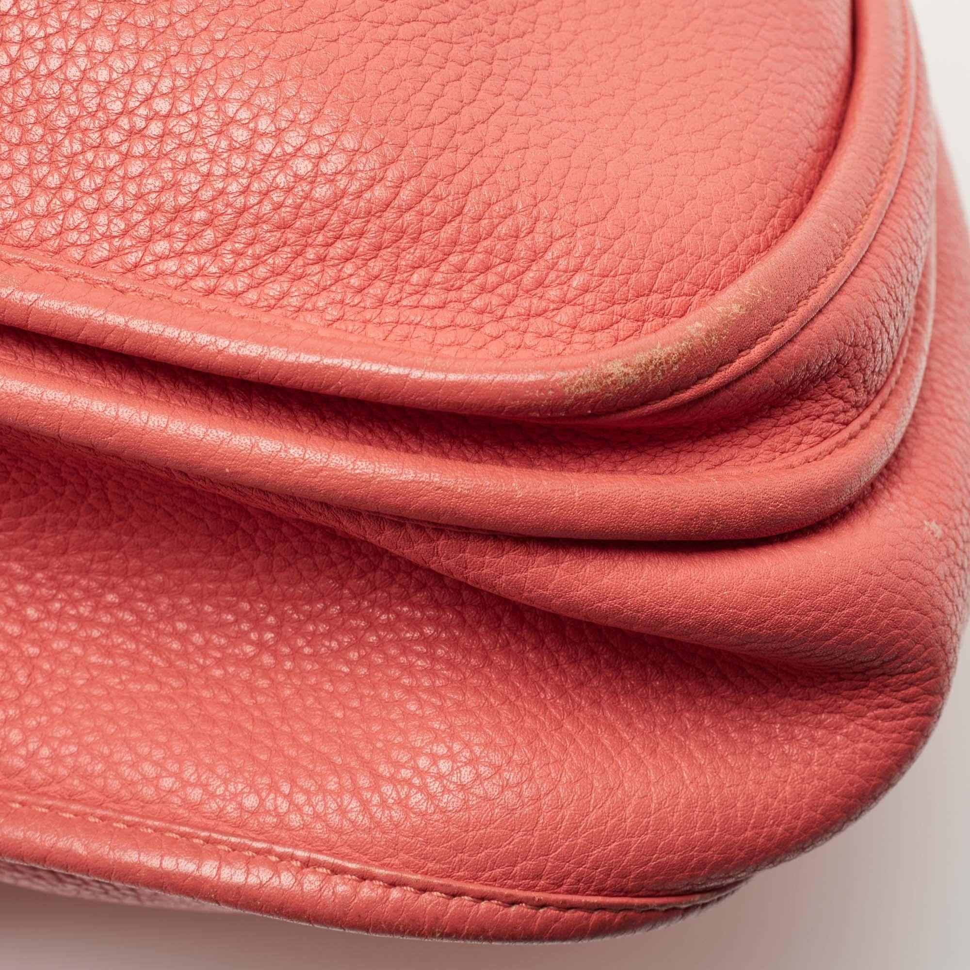 Hermès Rose Jaipur Taurillion Clemence Leather Evelyne III GM Bag 10