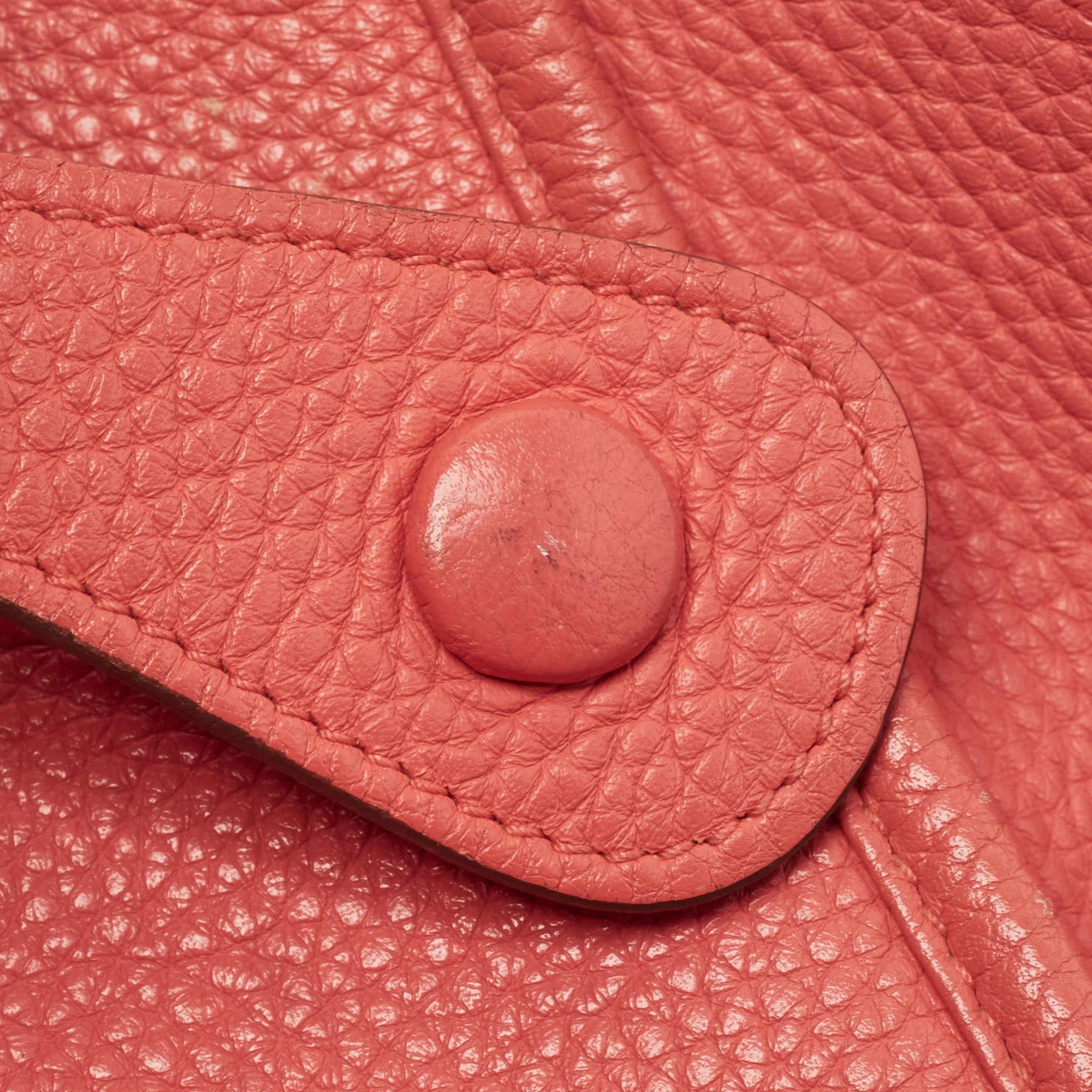 Hermès Rose Jaipur Taurillion Clemence Leather Evelyne III GM Bag 2
