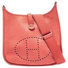 Hermès Rose Jaipur Taurillion Clemence Leder Evelyne III GM Tasche