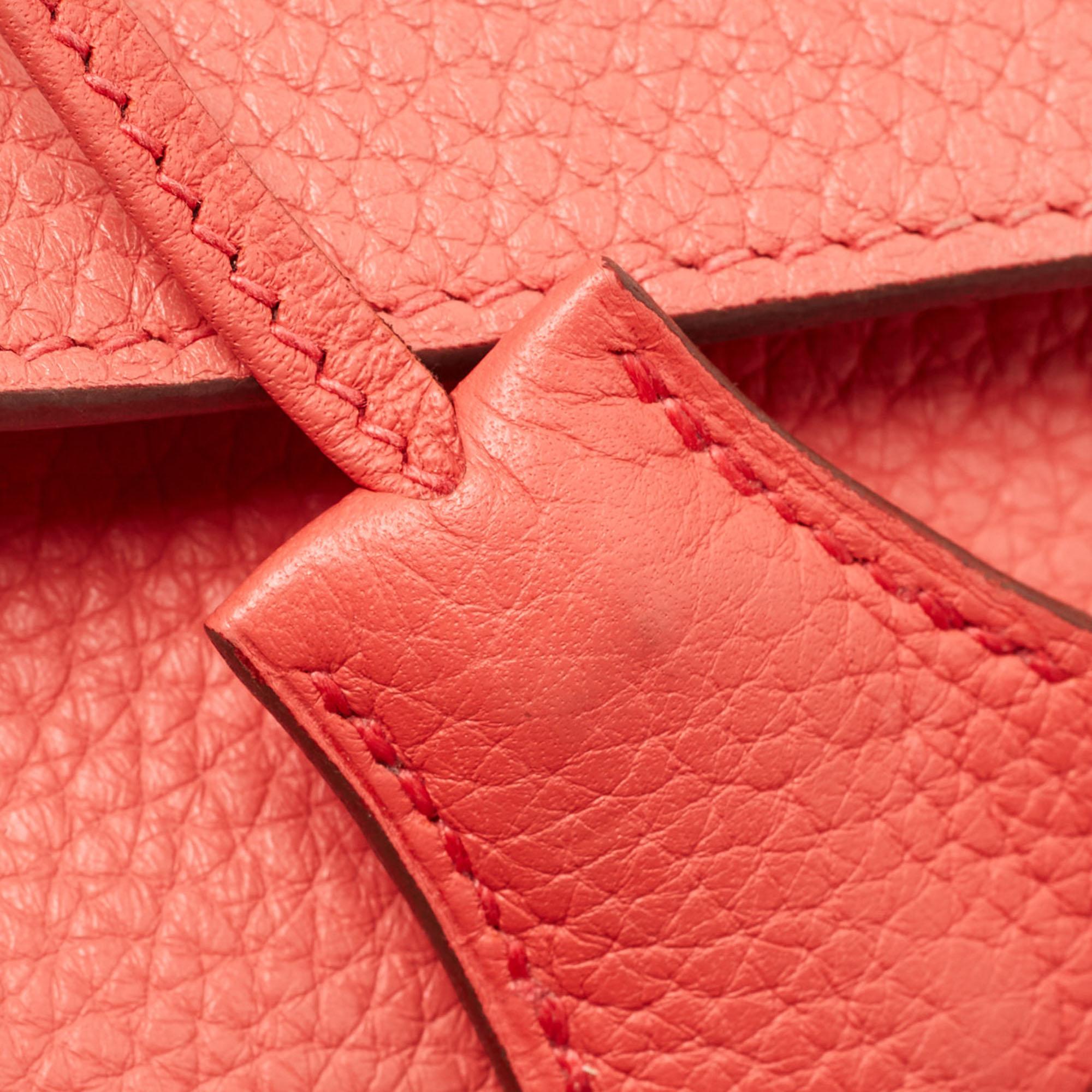 Hermès Rose Jaipur Taurillion Clemence Leather Kelly Retourne 35 Bag 9