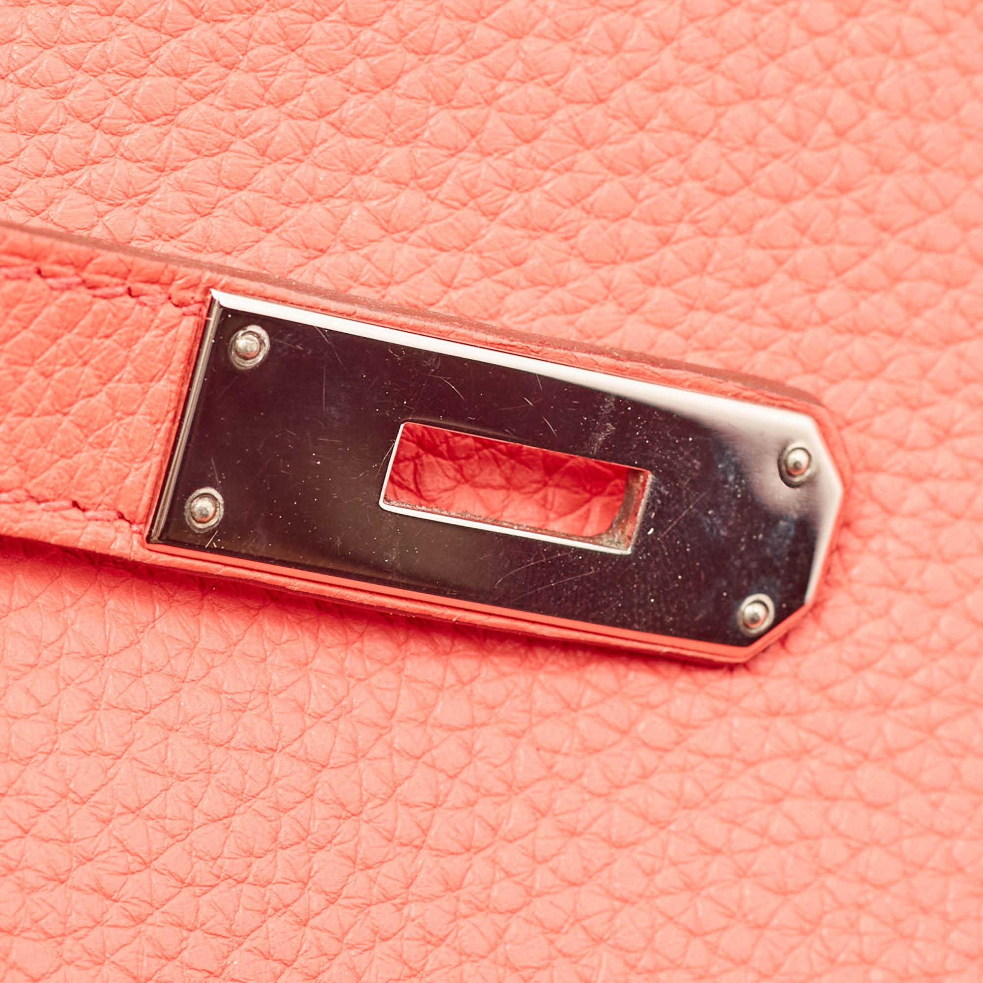 Hermès Rose Jaipur Taurillion Clemence Leather Kelly Retourne 35 Bag 10