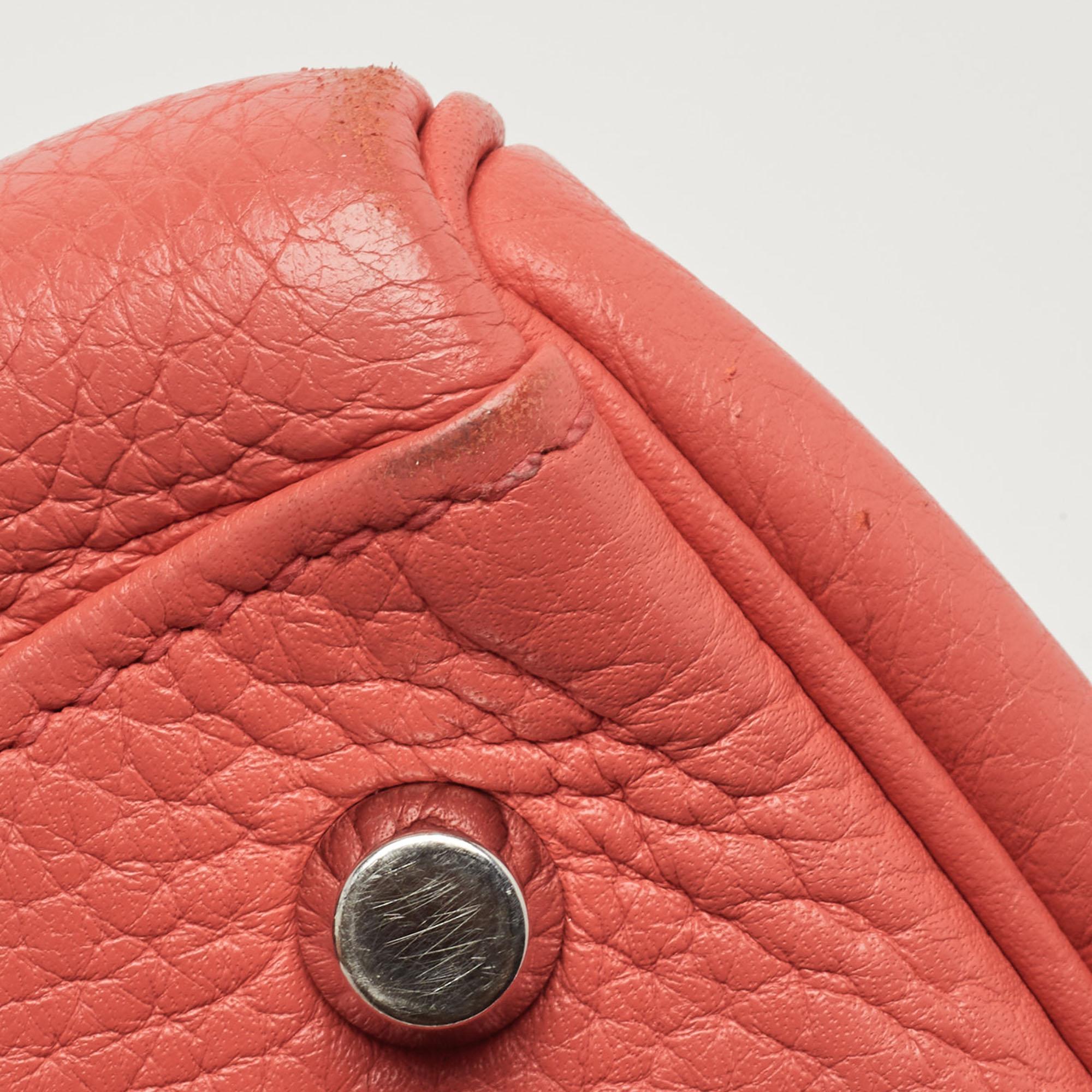 Orange Hermès Rose Jaipur Taurillion Clemence Leather Kelly Retourne 35 Bag