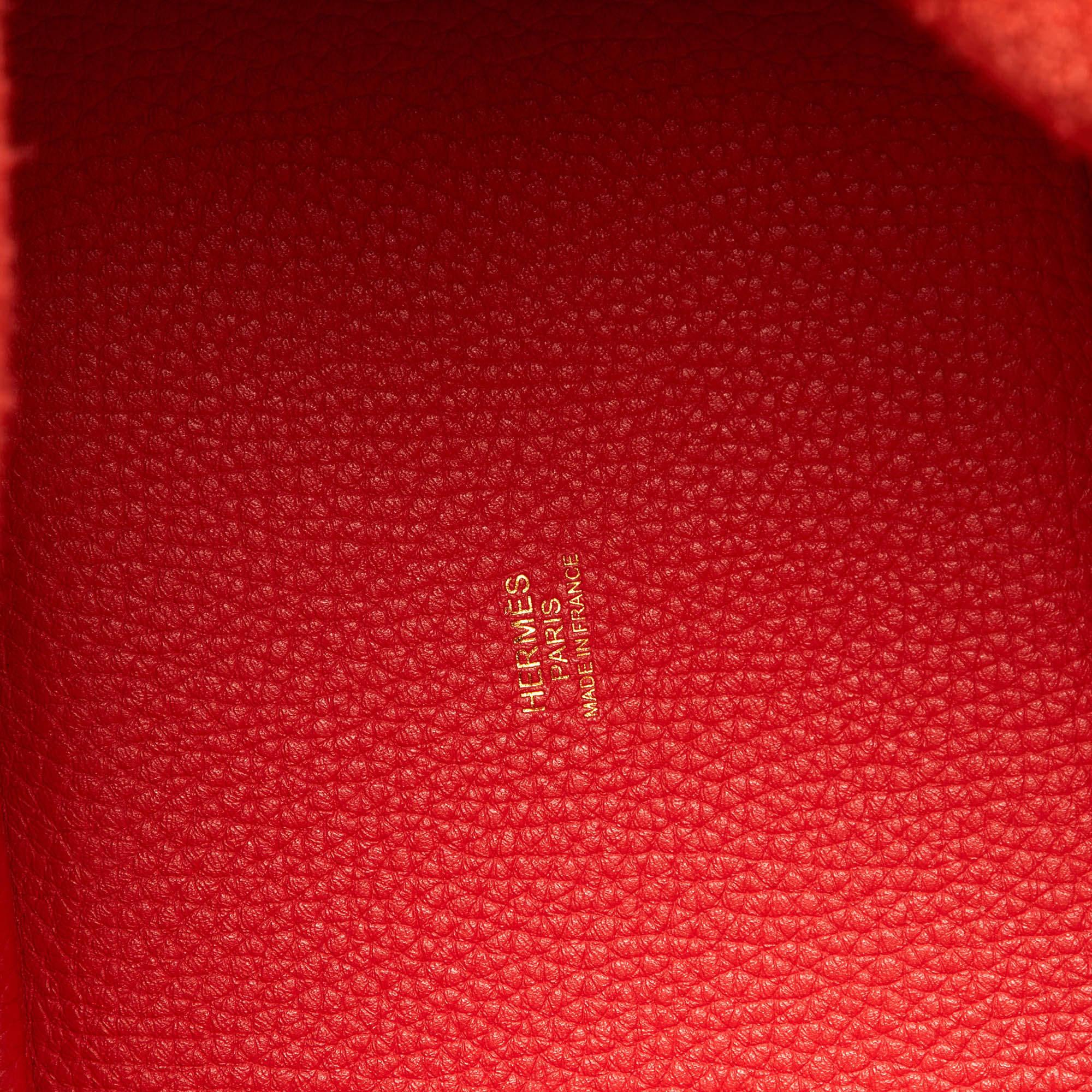 Red Hermès Rose Jaipur Taurillon Clemence Leather Picotin Lock 18 Bag