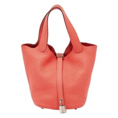 Hermes Rose Jaipur Taurillon Clemence Leather Picotin Lock 18 Bag