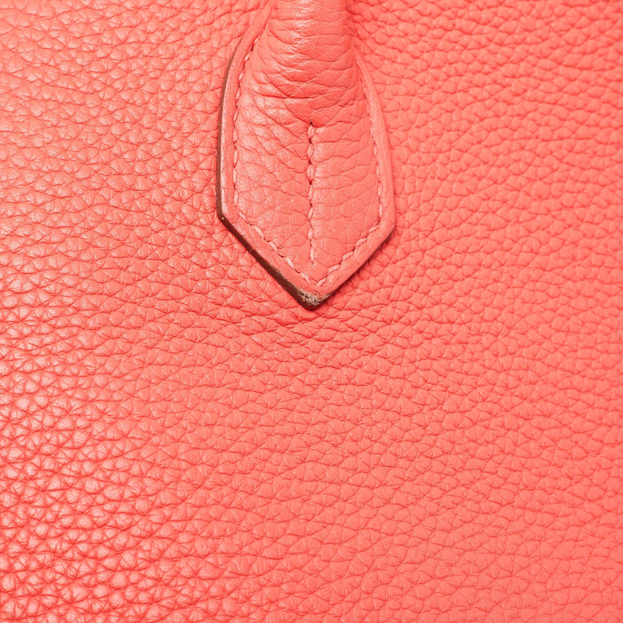 Women's Hermes Rose Jaipur Togo Leather Palladium Finish Birkin 35 Bag