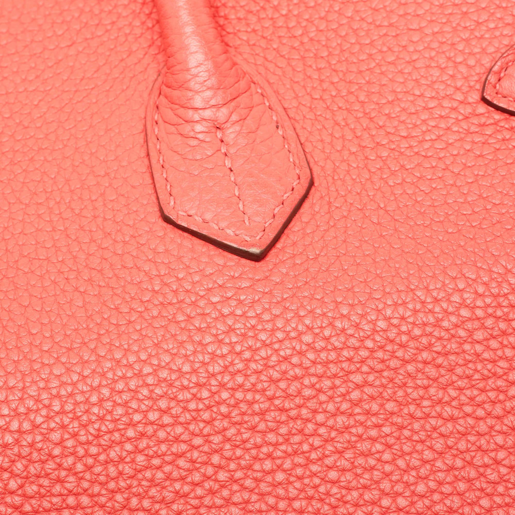 Hermes Rose Jaipur Togo Leather Palladium Finish Birkin 35 Bag 1