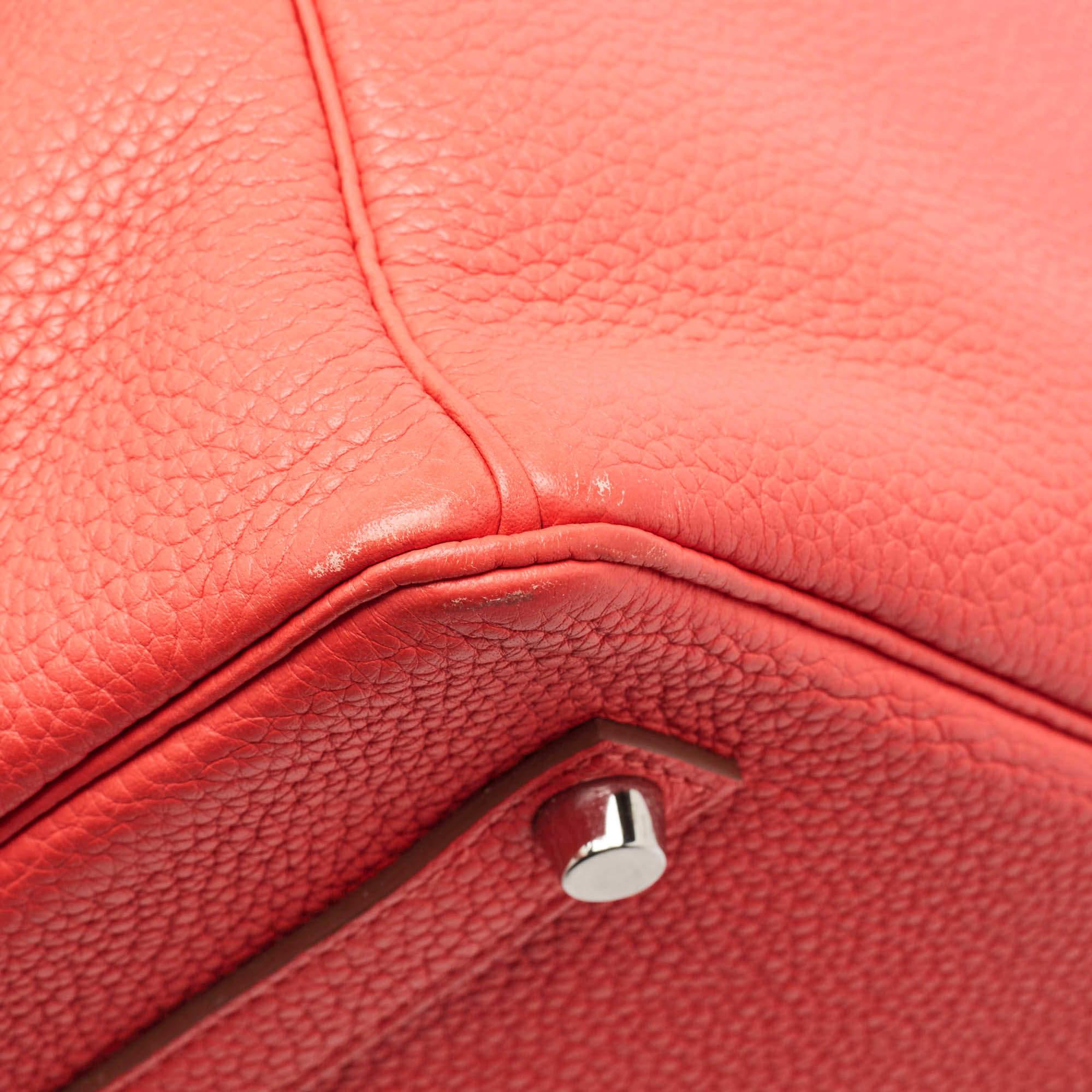 Hermes Rose Jaipur Togo Leather Palladium Finish Birkin 35 Bag 4
