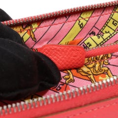 Hermes Rose Japiur Epsom Leather Silk'in Classique Long Wallet
