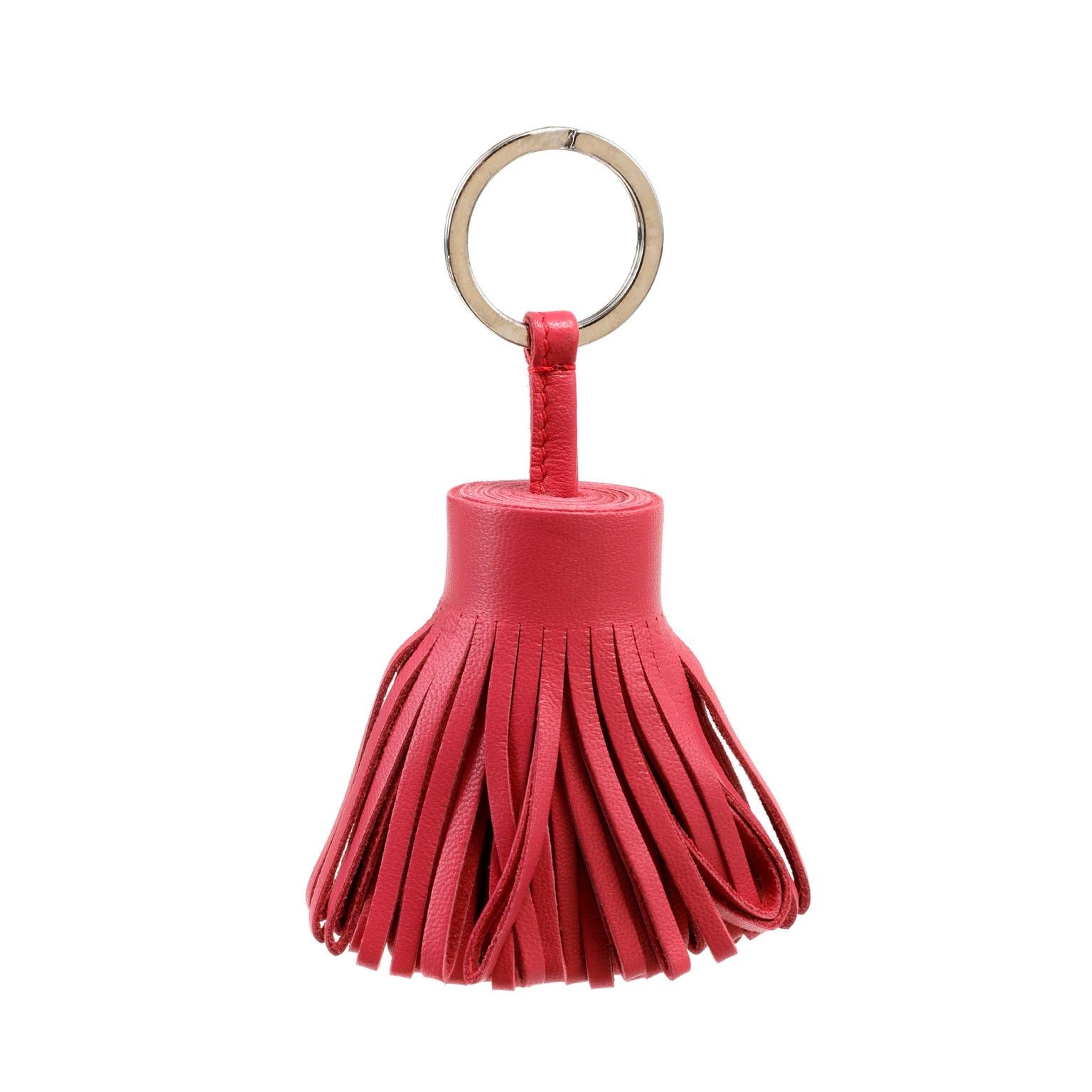 Women's Hermès Rose Leather Tassel Key Holder For Sale