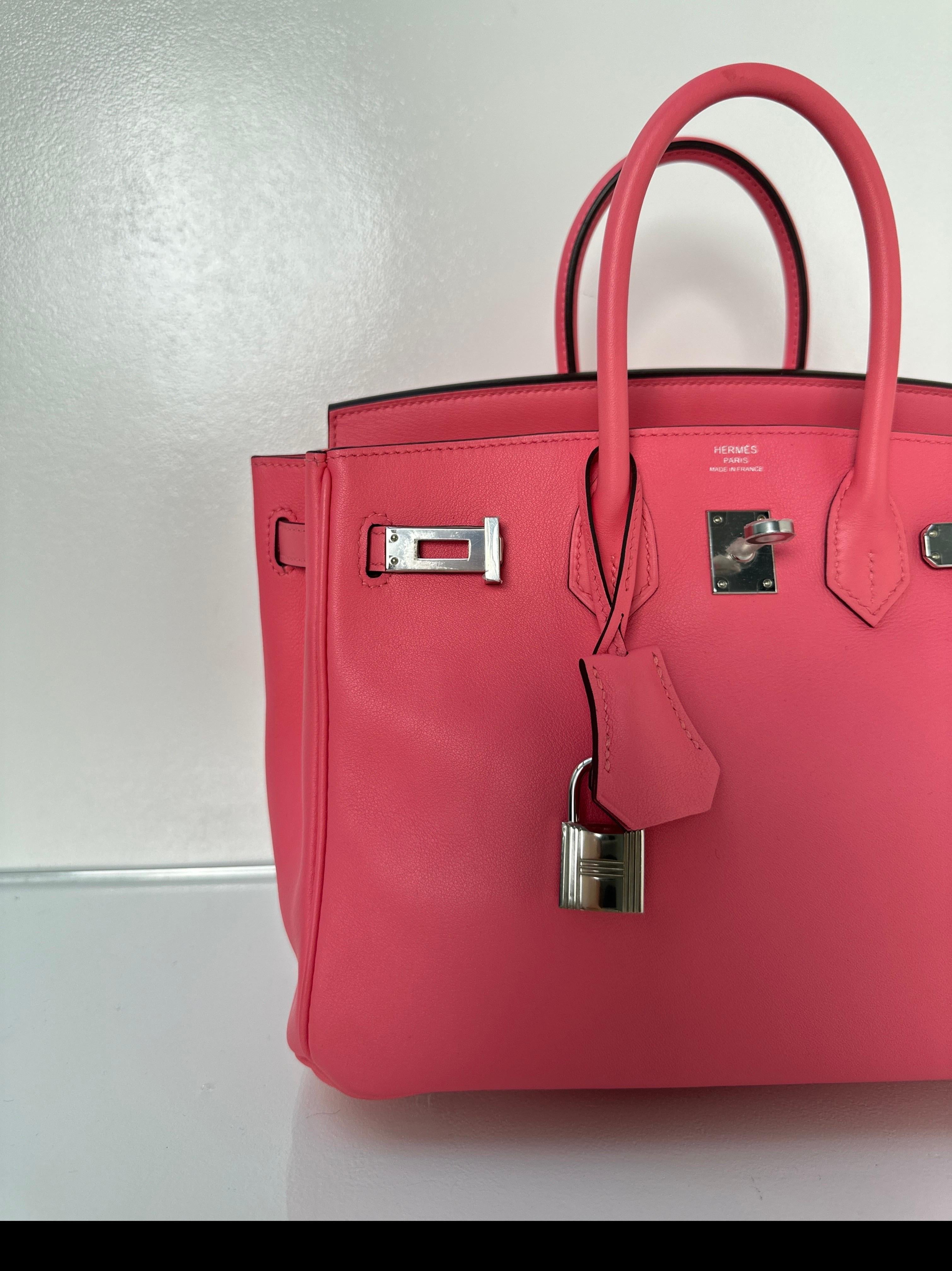 Pink Hermes Rose Lipstick Birkin 25 Bag