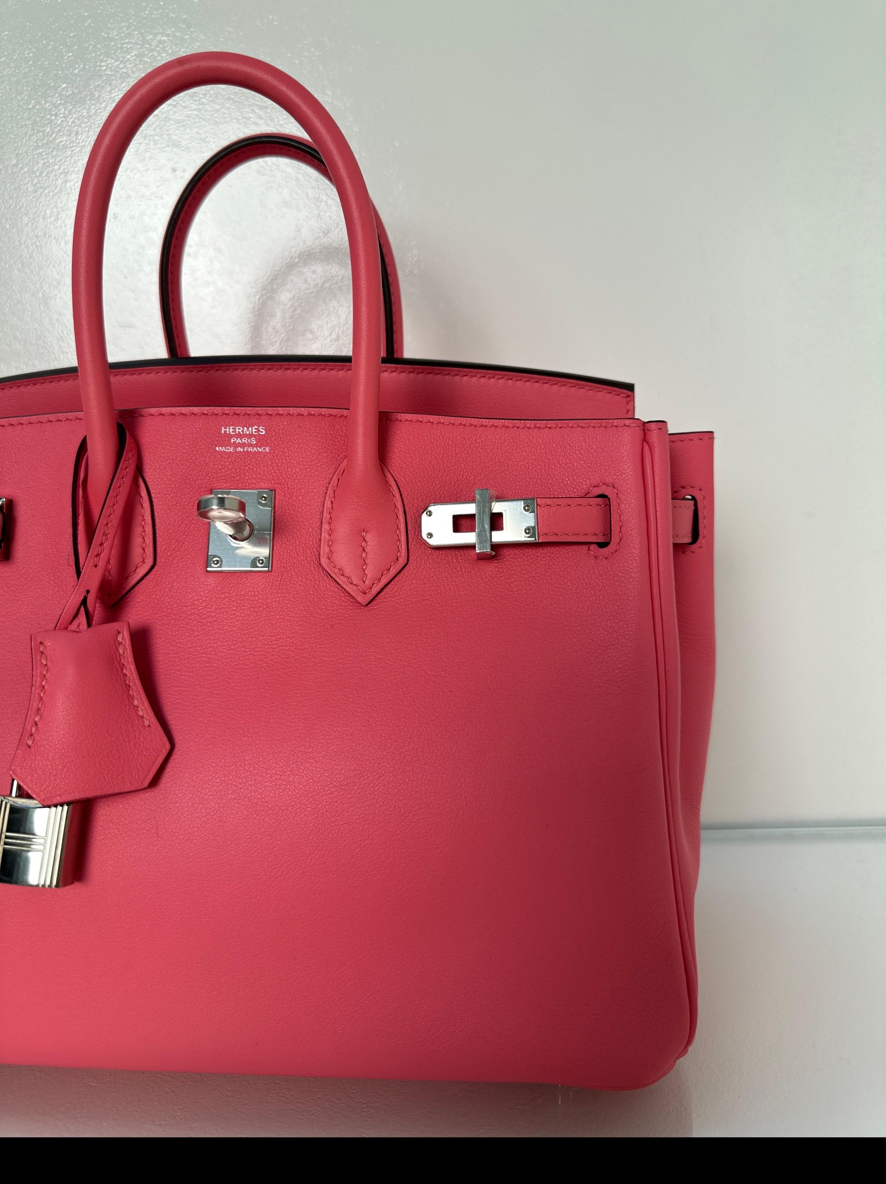 Hermes Rose Lipstick Birkin 25 Bag In Excellent Condition In Athens, GA