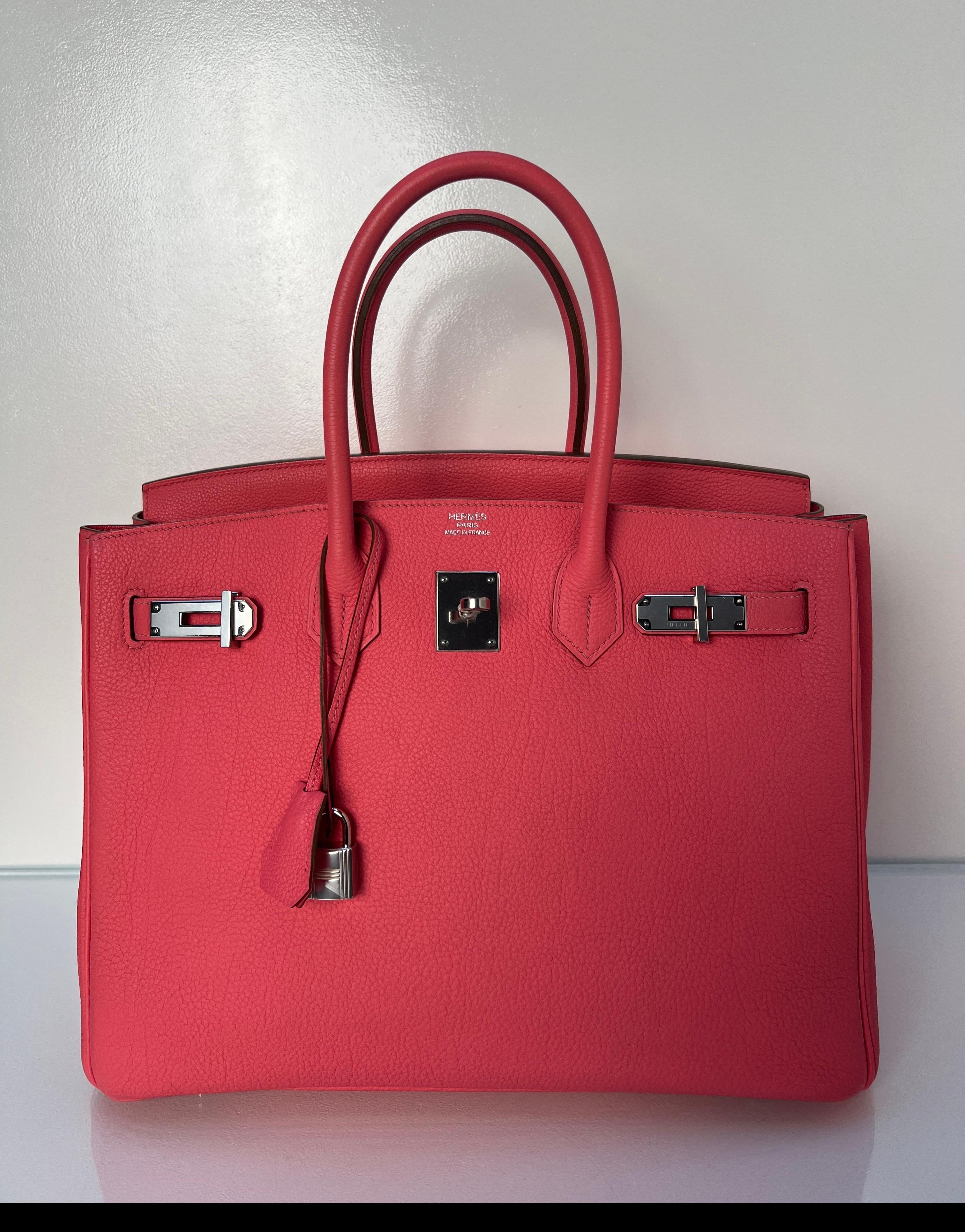 Rosso Hermes Rosa Rossetto Birkin 35 Borsa in vendita