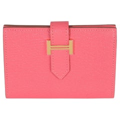 Hermès Rose Lipstick Chevre Mysore Bearn Wallet GHW