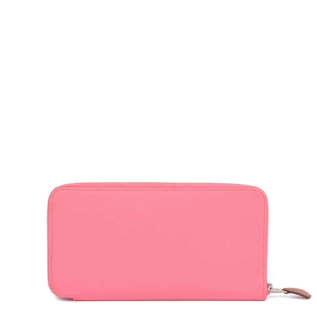 Pink Hermès Rose Lipstick Epsom Leather Silk'In Classique Long Wallet