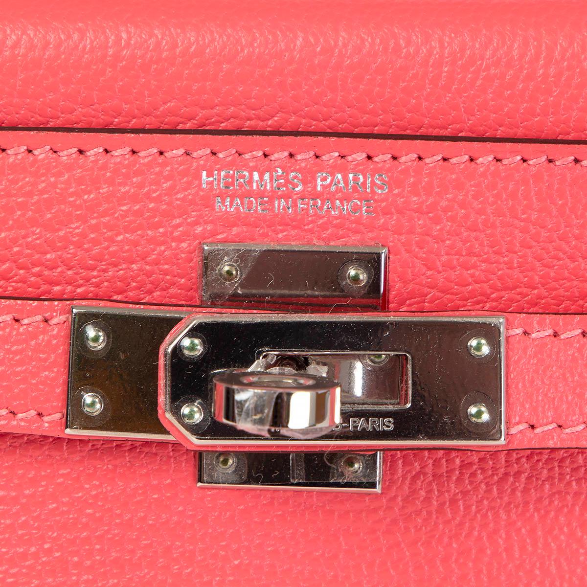 HERMES Rose Lippenstift rosa Mysore Leder MINI KELLY 20 SELLIER Tasche w Palladium Damen im Angebot