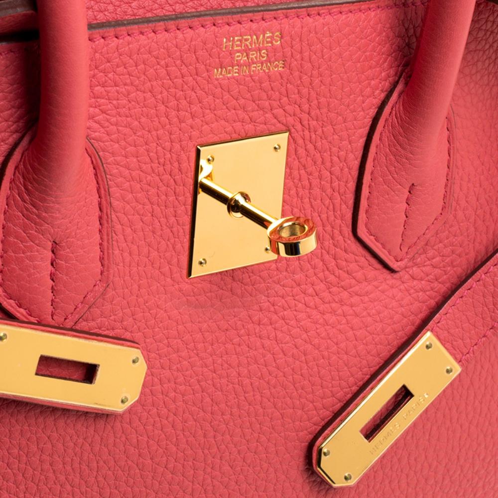 Hermes Rose Lipstick Togo Leather Gold Hardware Birkin 35 Bag 8